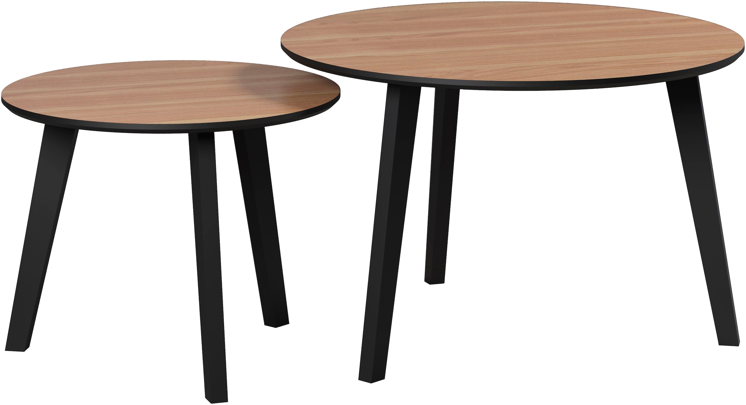 Home affaire Table basse »Ronda« Ensemble, 2 cuis tlg. tables d'appoint avec pieds en bois massif - dimensions (L/P/H) 50-70/39-45/50-70 cm