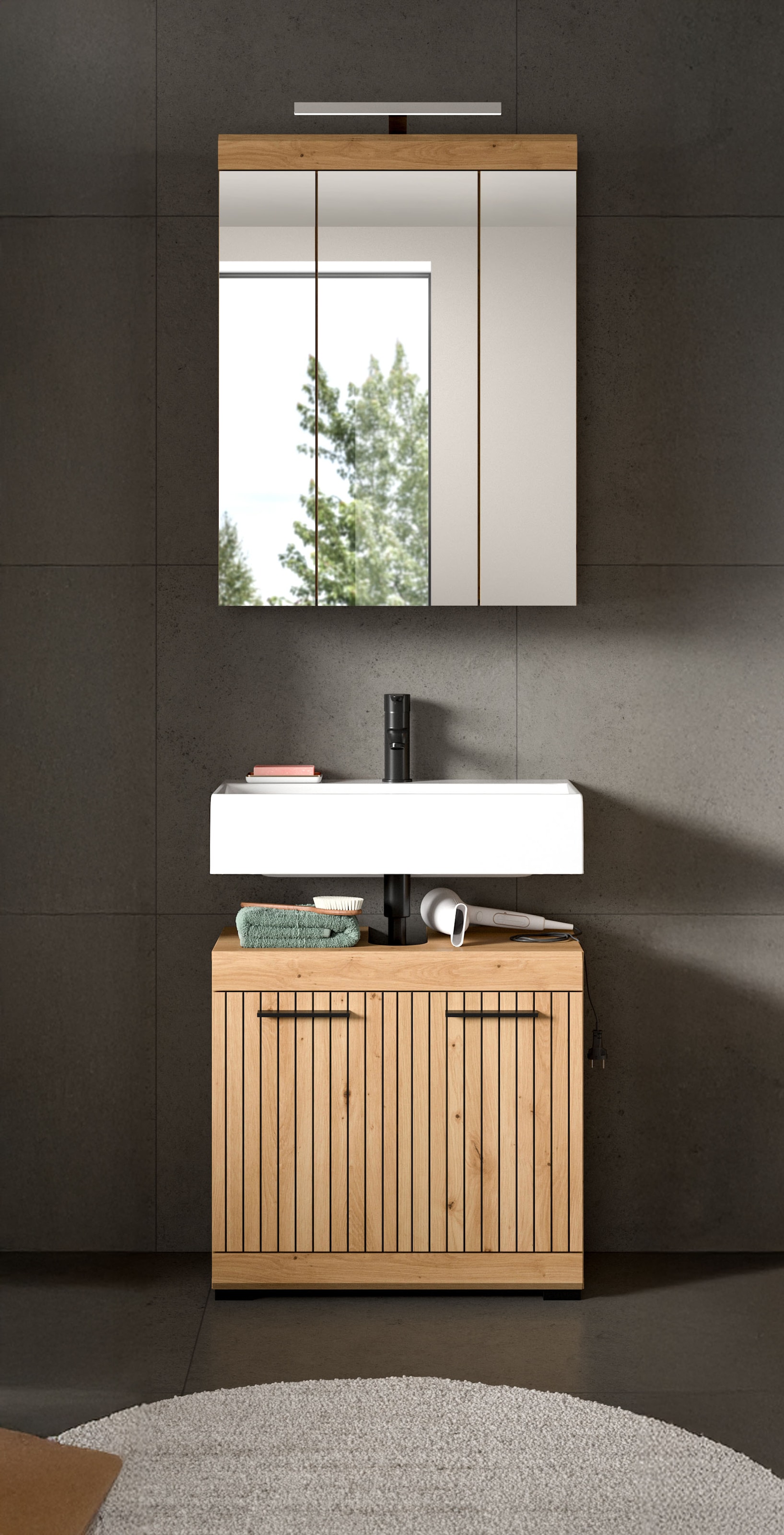 welltime Badmöbel-Set »SIENA, 2 teilig, inklusive LED Beleuchtung, bestehend aus:« Set, TOPSELLER!, 2 Stk. tlg.