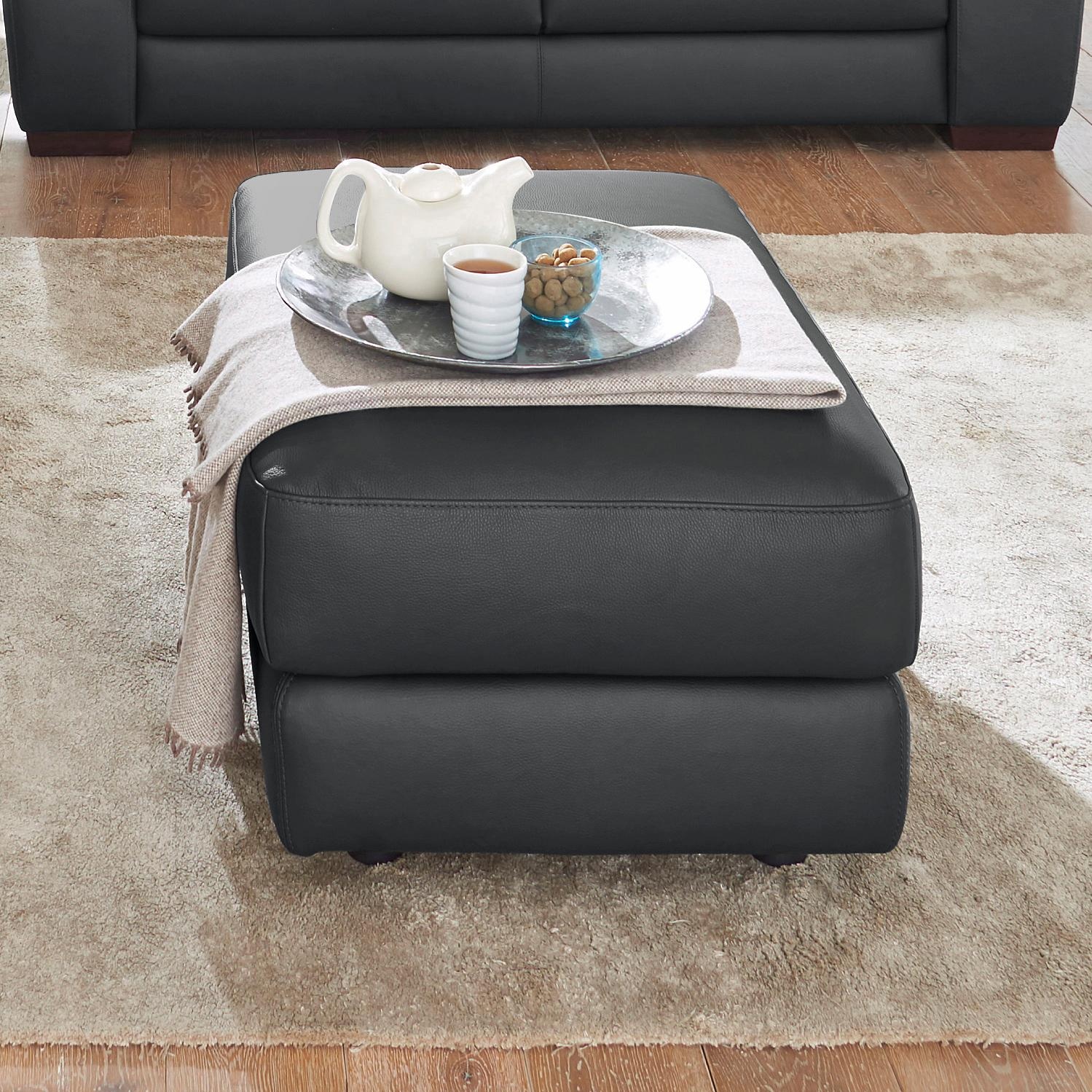 Calia Italia, CALIA ITALIA Hocker »Gaia, hochwertiger, edler Lederhocker mit erstklassigem Sitzkomfort«, schwarz, Leder SORRENTO - 100% Leder;Leder 