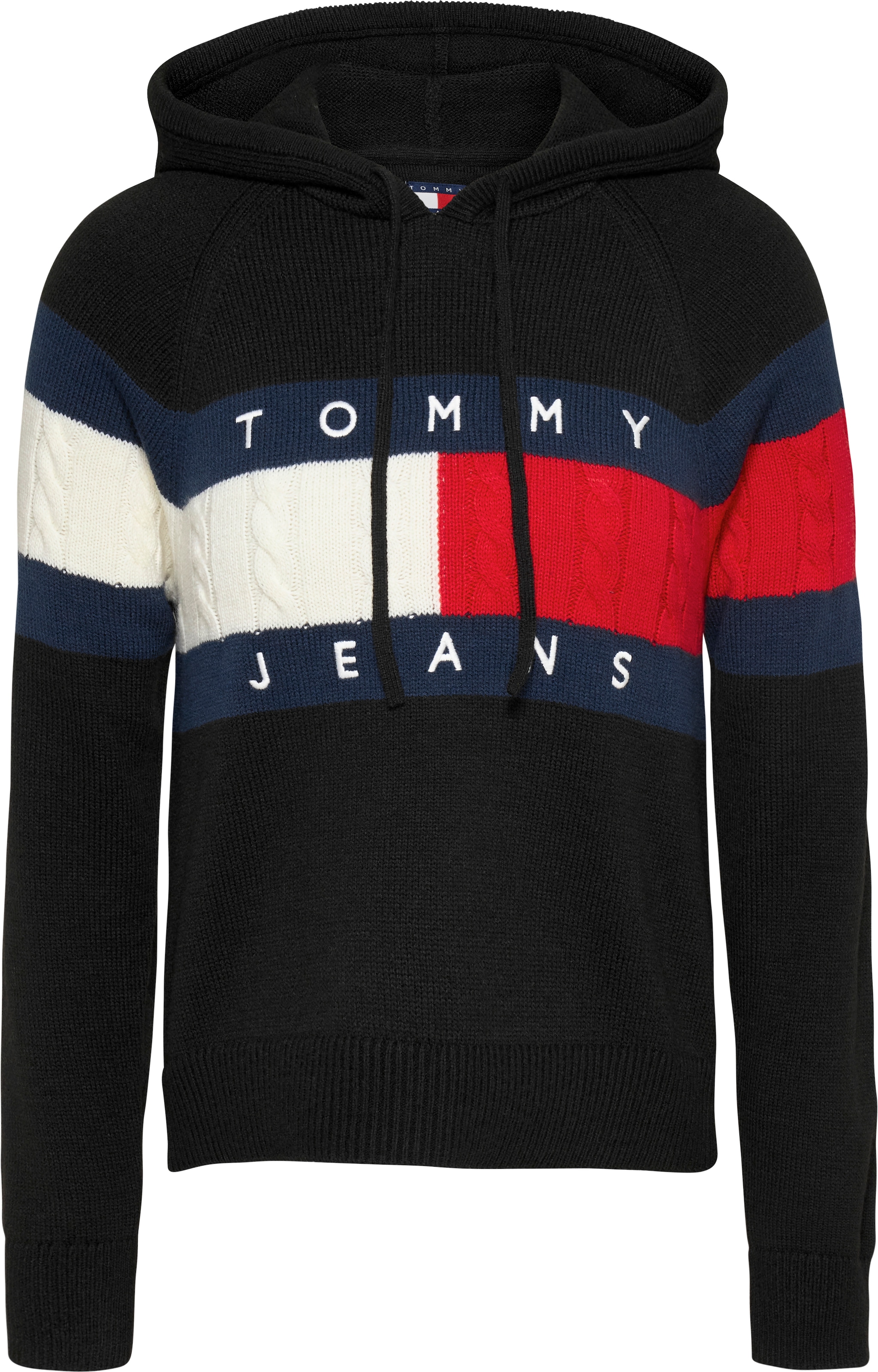 Tommy Jeans Kapuzenpullover »TJW CENTER FLAG HOOD SWEATER EXT«, mit Kapuze, grossem Logo-Flag