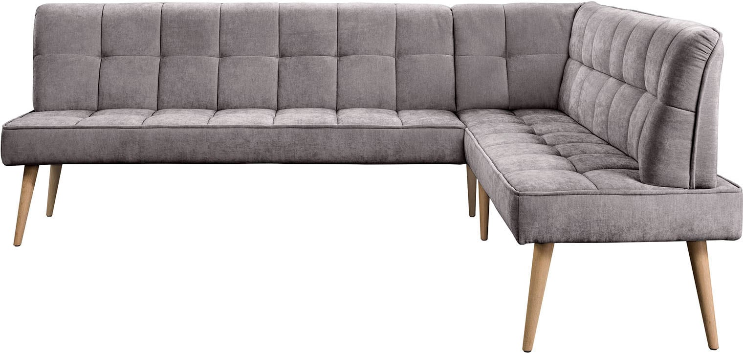 exxpo - sofa fashion Eckbank »Latte« moderne Sitz- und Rückensteppung, bequem und elegant, hoher Holzfuss