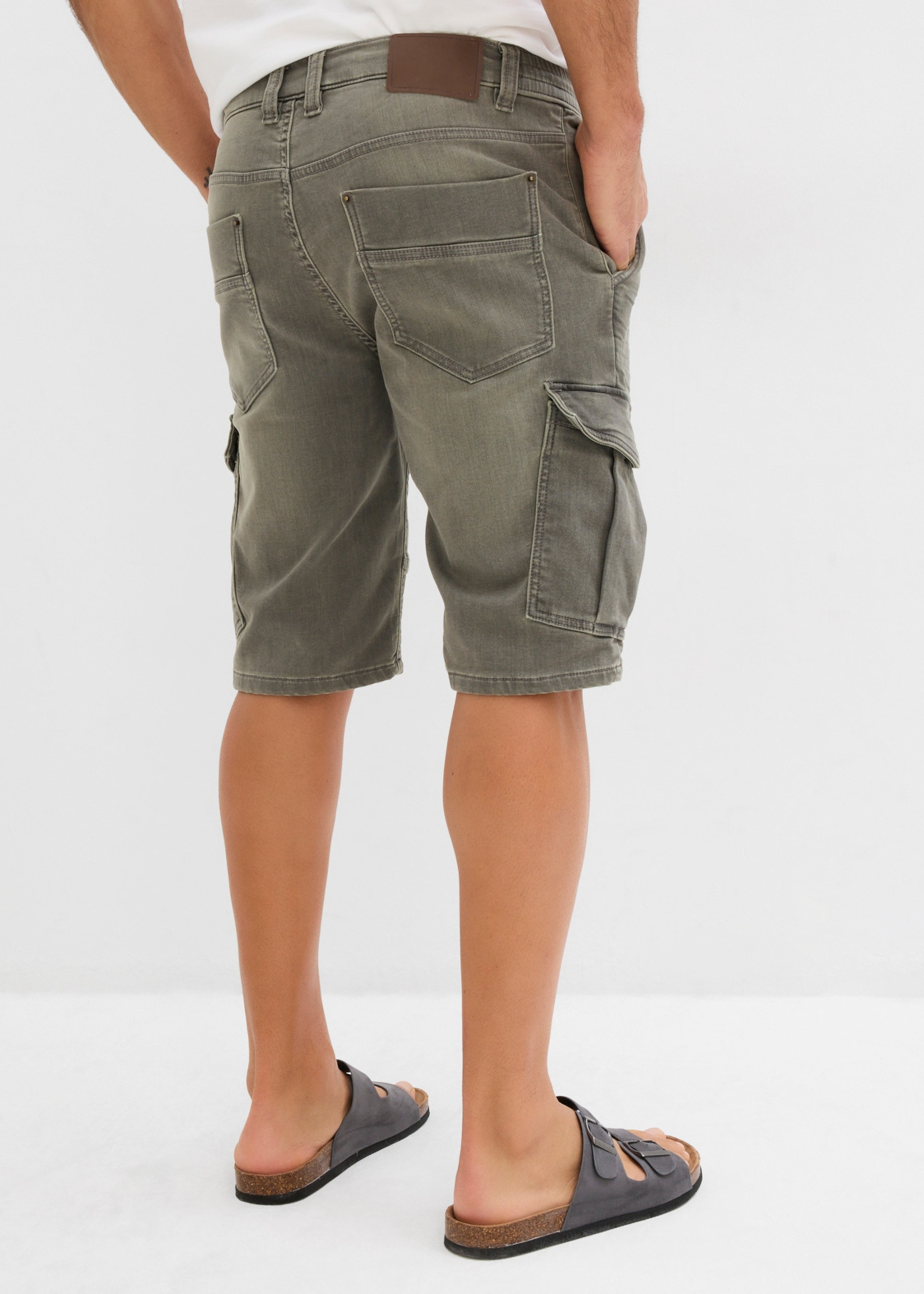 bonprix Bermuda  en coton et polyester, avec effet usé, coupe régulière