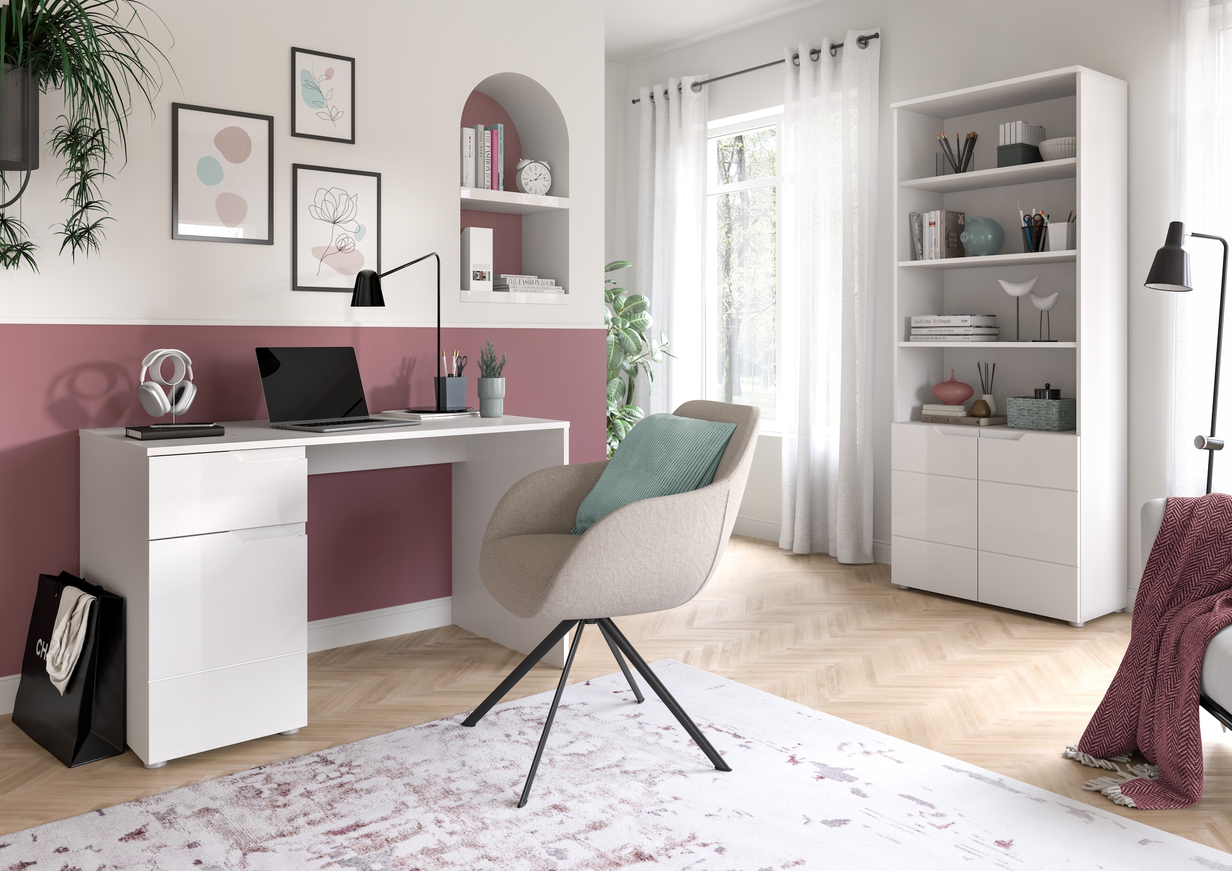 INOSIGN Schreibtisch »CAPRI, 1 Schubkasten & 1Tür  inkl. eingefasster Griffmulde« Computertisch, Home-Office-Tisch, Bürotisch, Office Desk