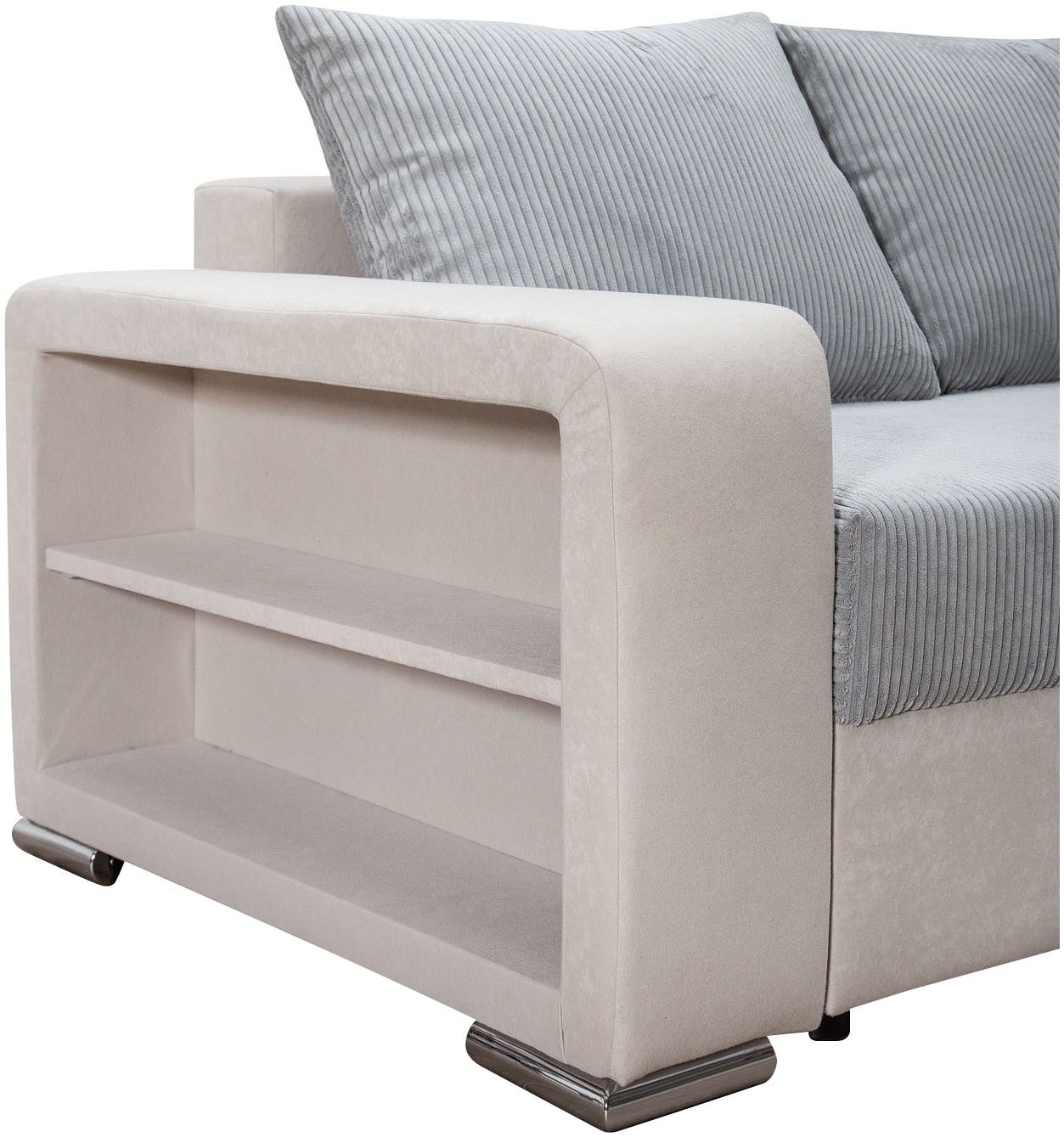 COLLECTION AB Canapé d'angle »John L-Form, B: 226 cm« fonction couchage, coffre à linge, élément de rangement, lumière et 2 coussins décoratifs