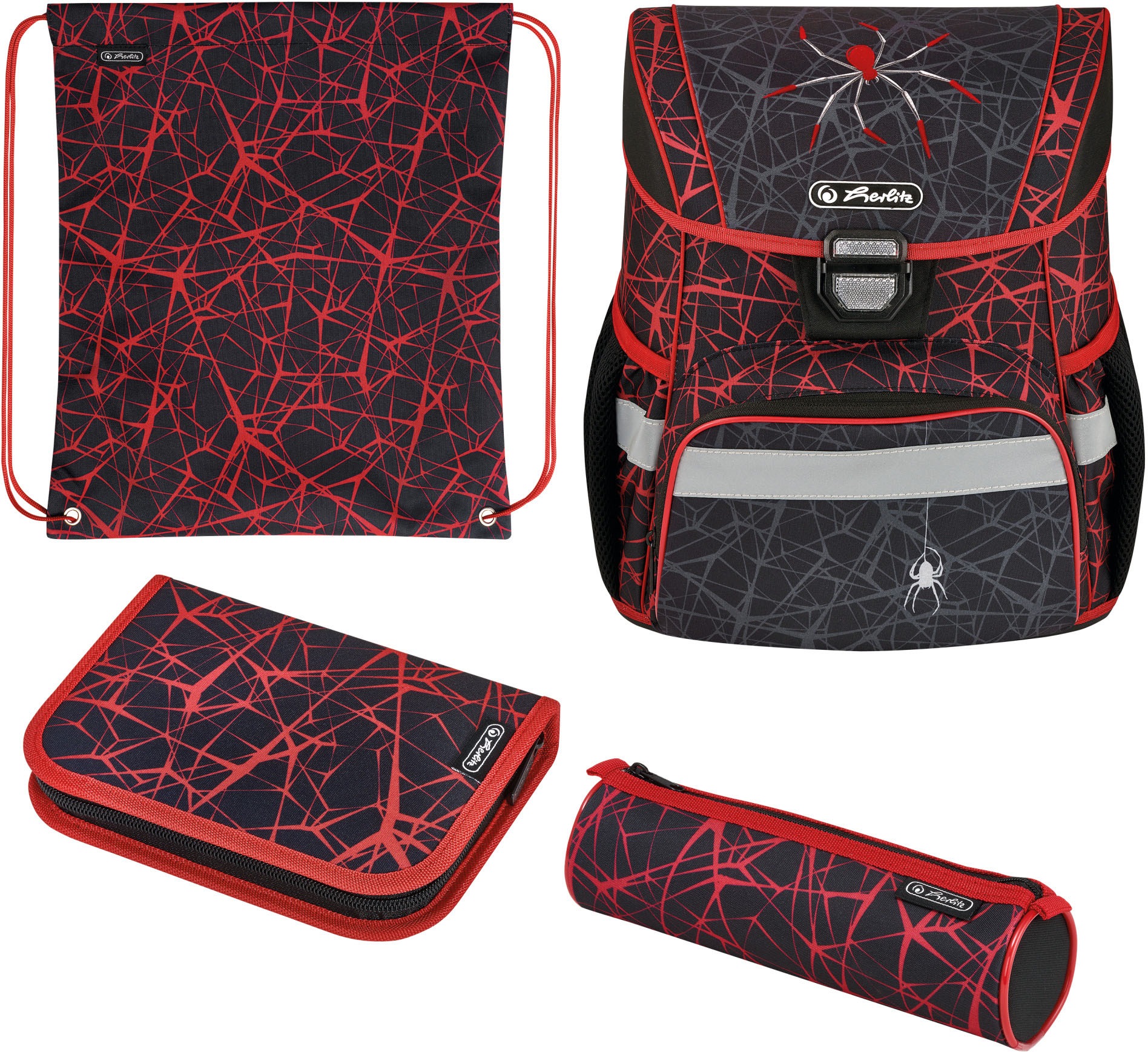 Image of Herlitz Schulranzen »Loop Plus Spider«, Floureszierende Flächen-reflektierende Streifen auf den Schultergurten-Reflektoren bei Ackermann Versand Schweiz