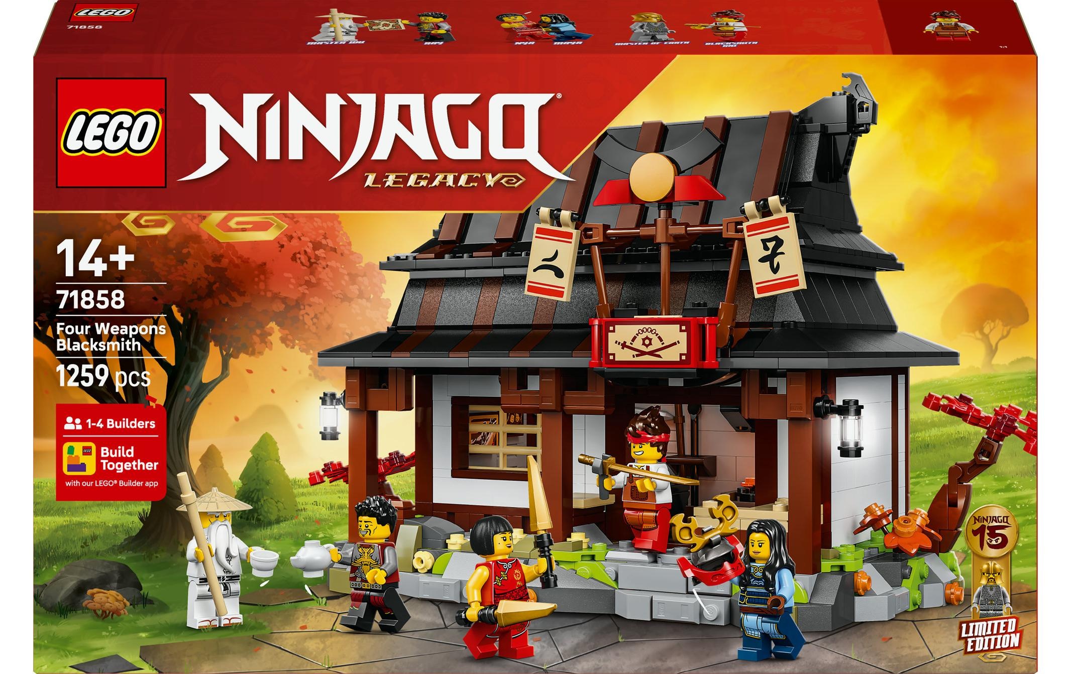 Bunt Konstruktionsspielsteine "Ninjago 15-Jähriges Jubiläum Der Vier-Waffen-Schmiede 71858" Kategorie: Fantasy-Welt