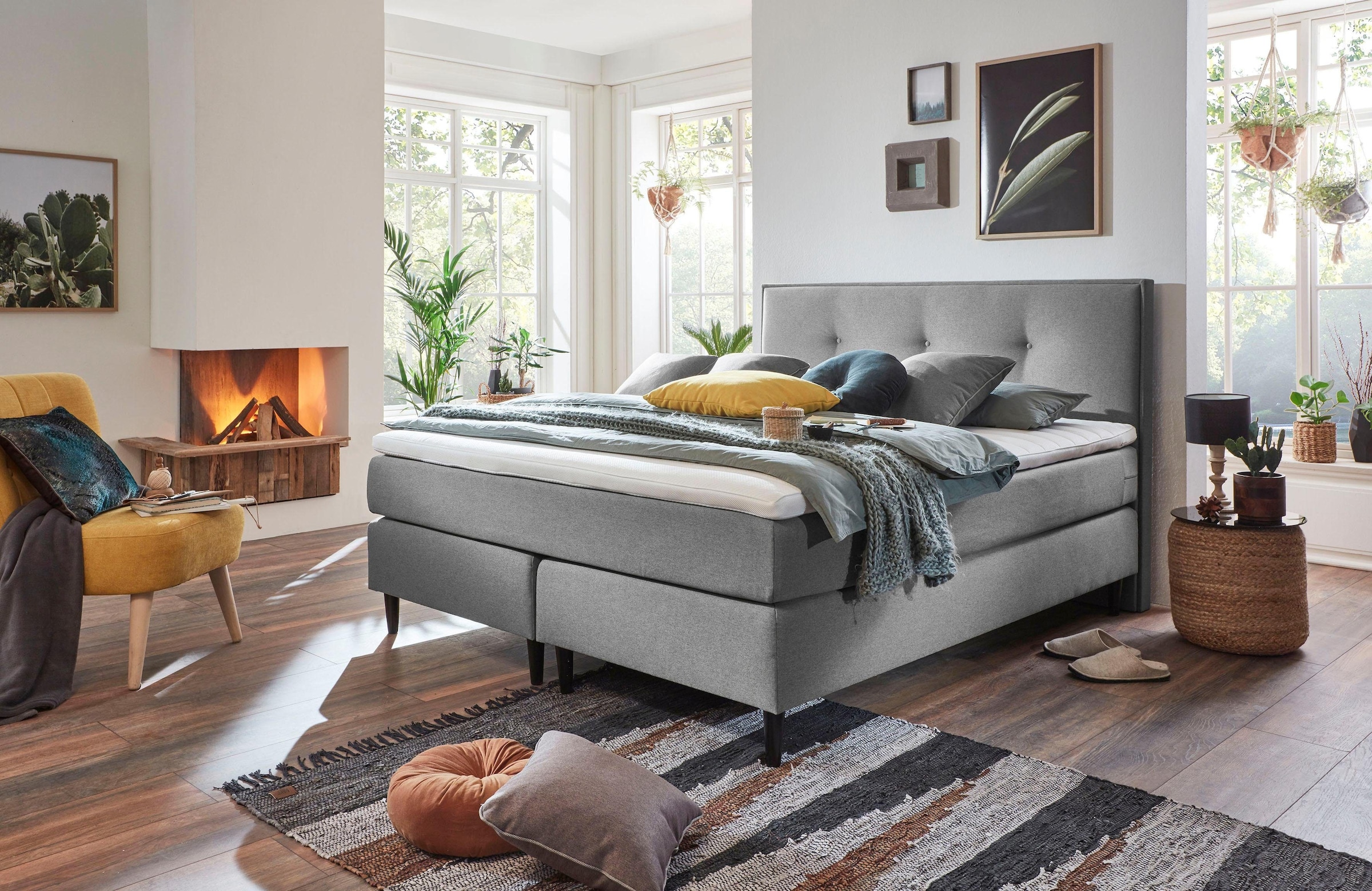 grüne betten Boxspringbett "Hella" mit Tonnentaschenfederkern-Matratze, 100% vegan