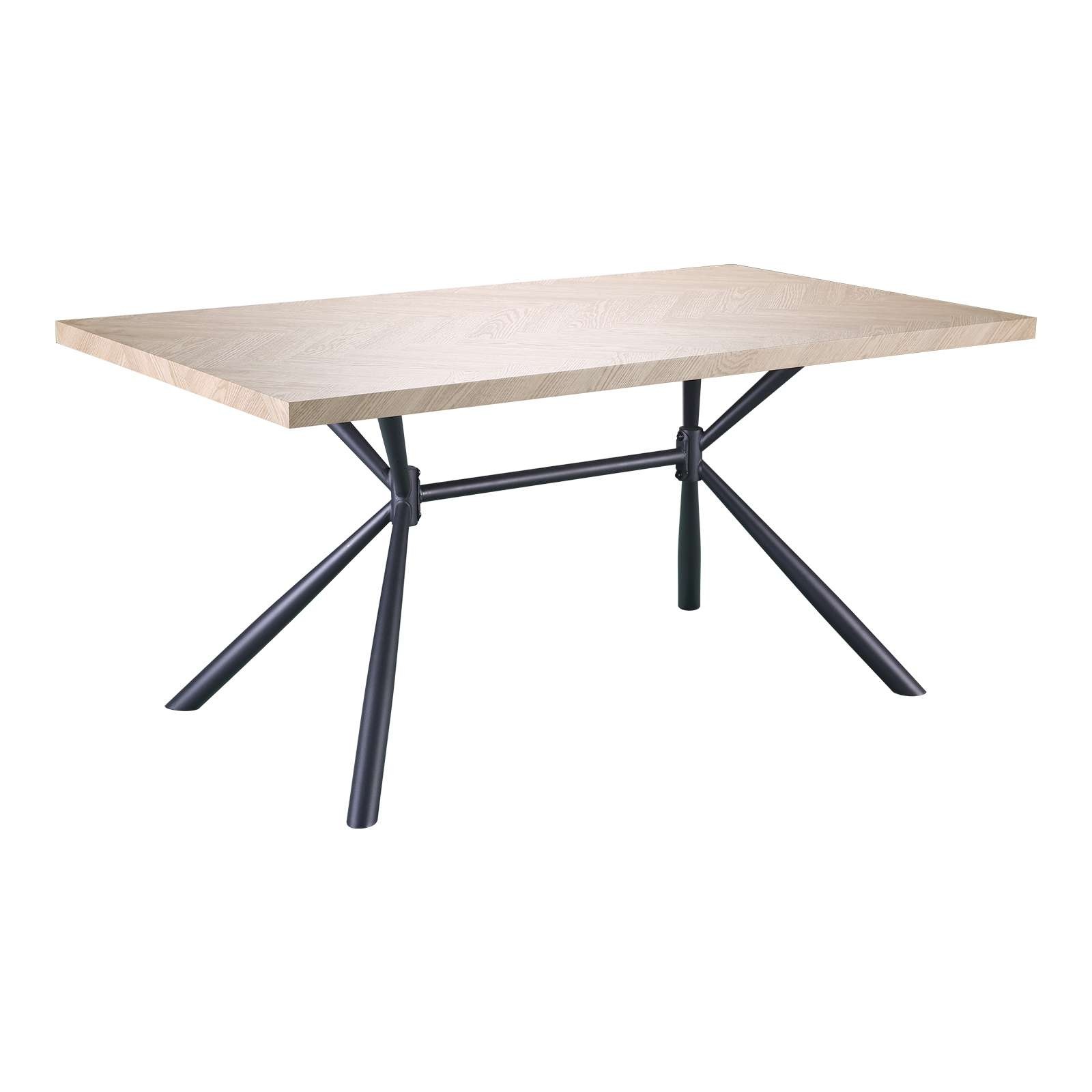 Image of GOODproduct Esstisch "Larchant" Tischplatte in Fischgrätoptik, schwarze Metallbeine, Höhe 76 cm