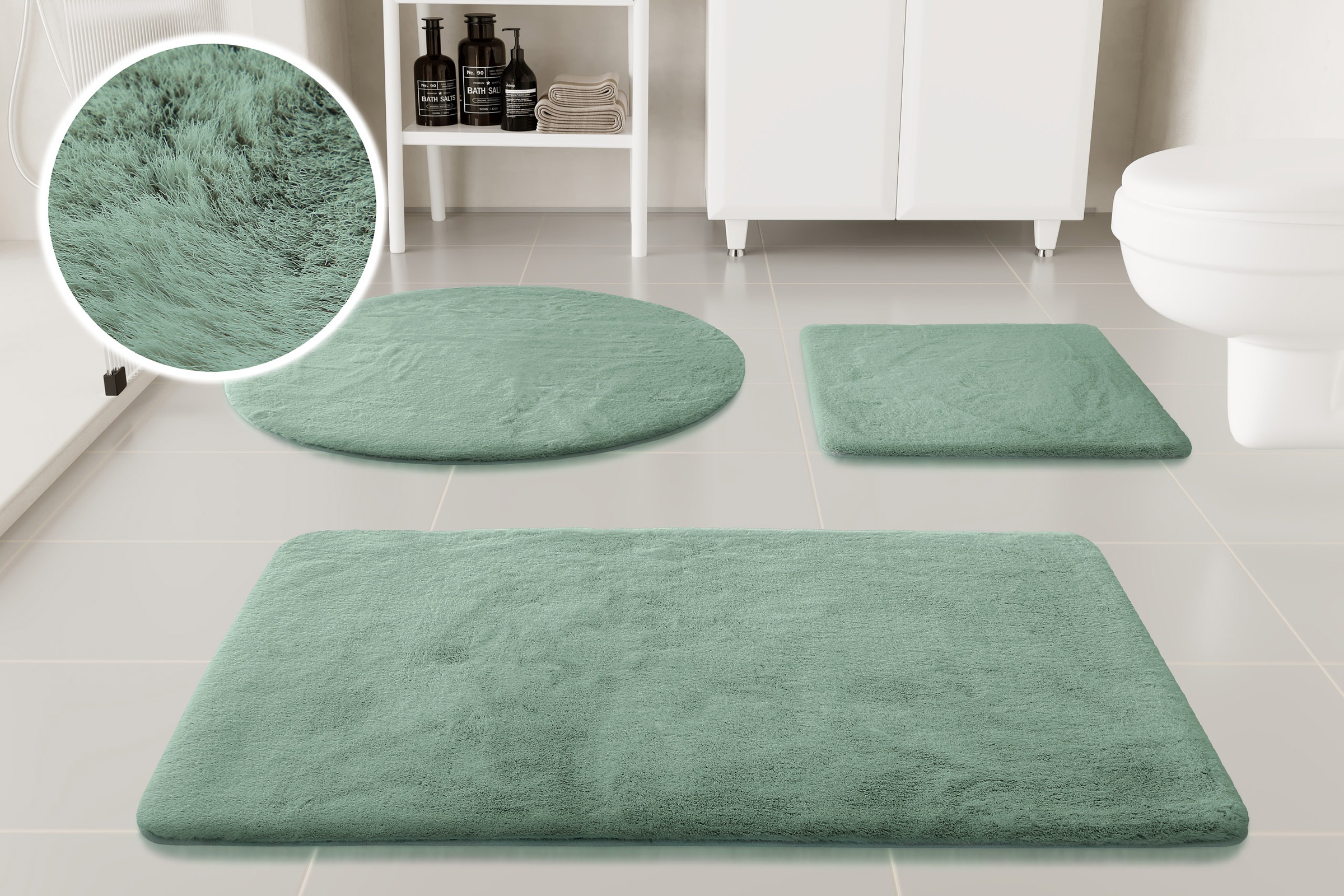 Image of GOODproduct Badematte "Lennja" Höhe 25 mm rutschhemmend beschichtet fussbodenheizungsgeeignet Badteppich, getuftet, Uni, antirutsch, flauschig wie Kaninchenfell