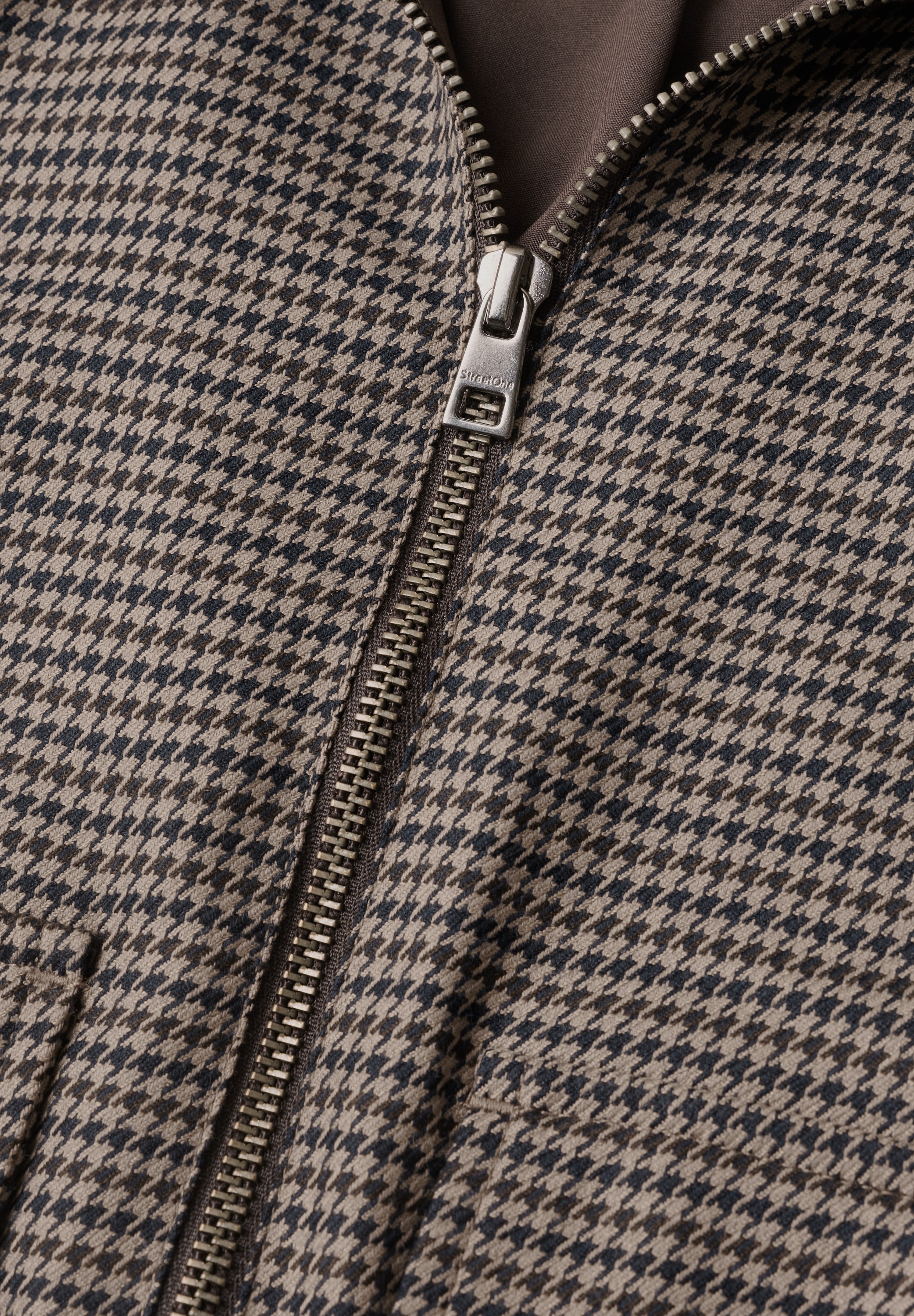 STREET ONE Blouson ohne Kapuze mit Houndstooth Muster und Zipper