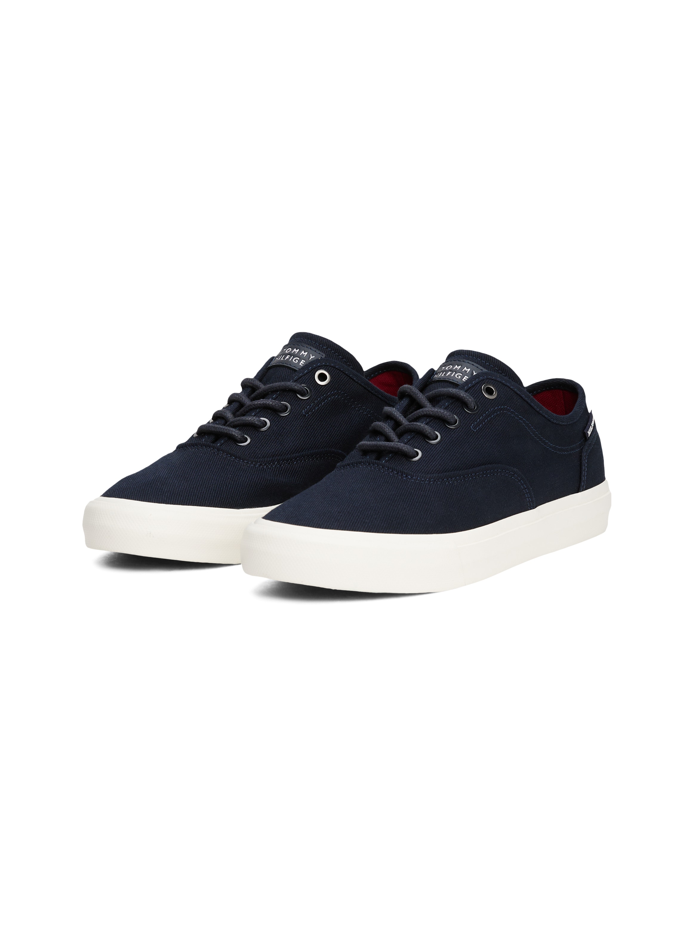 Image of Tommy Hilfiger Sneaker "TH HI VULC LOW OXFORD TWILL", Freizeitschuh, Halbschuh, Schnürschuh mit Label an der Ferse