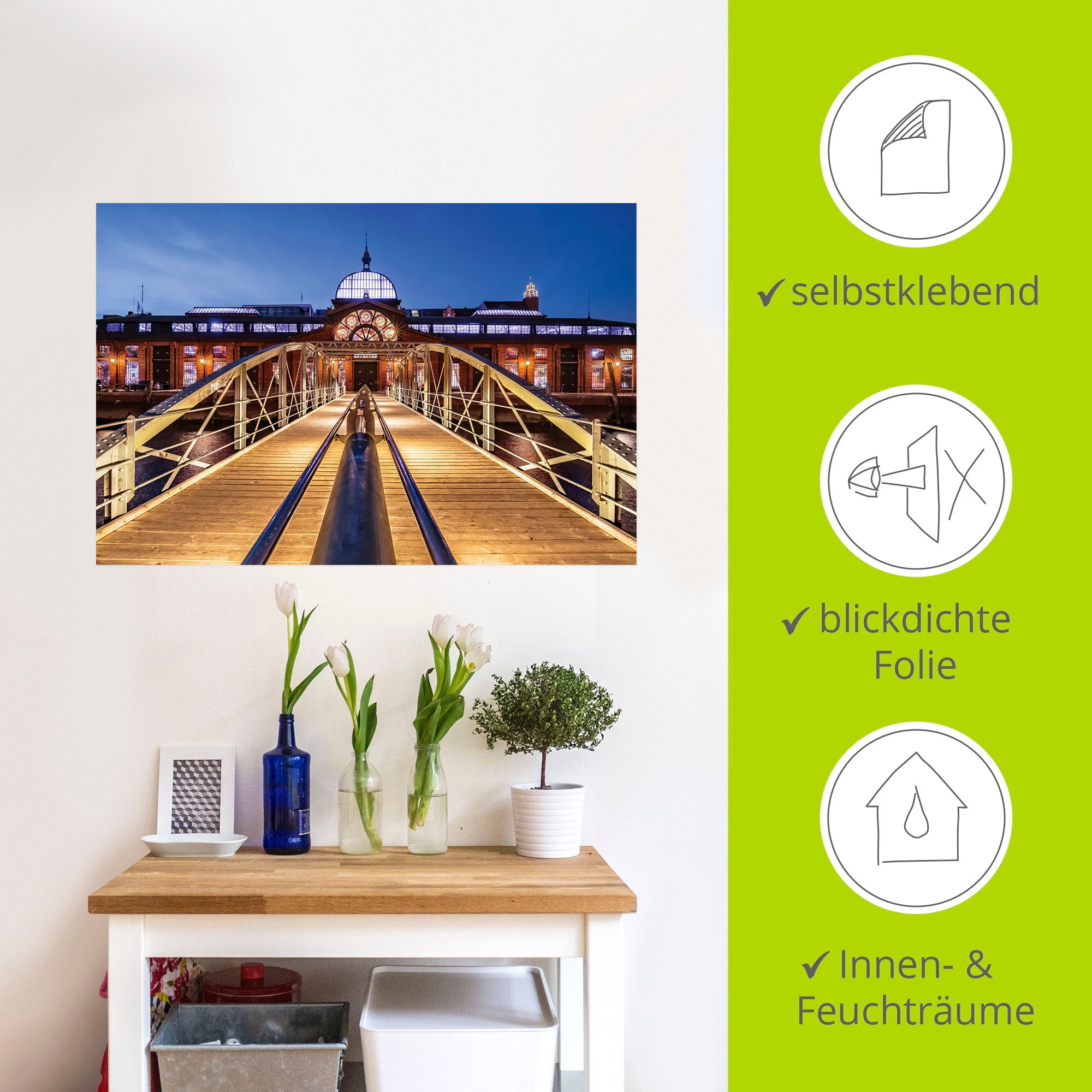 Artland Wandbild »Fischmarkt Hamburg«, Hamburg, (1 St.), als Alubild, Outdoorbild, Leinwandbild, Wandaufkleber, versch. Grössen