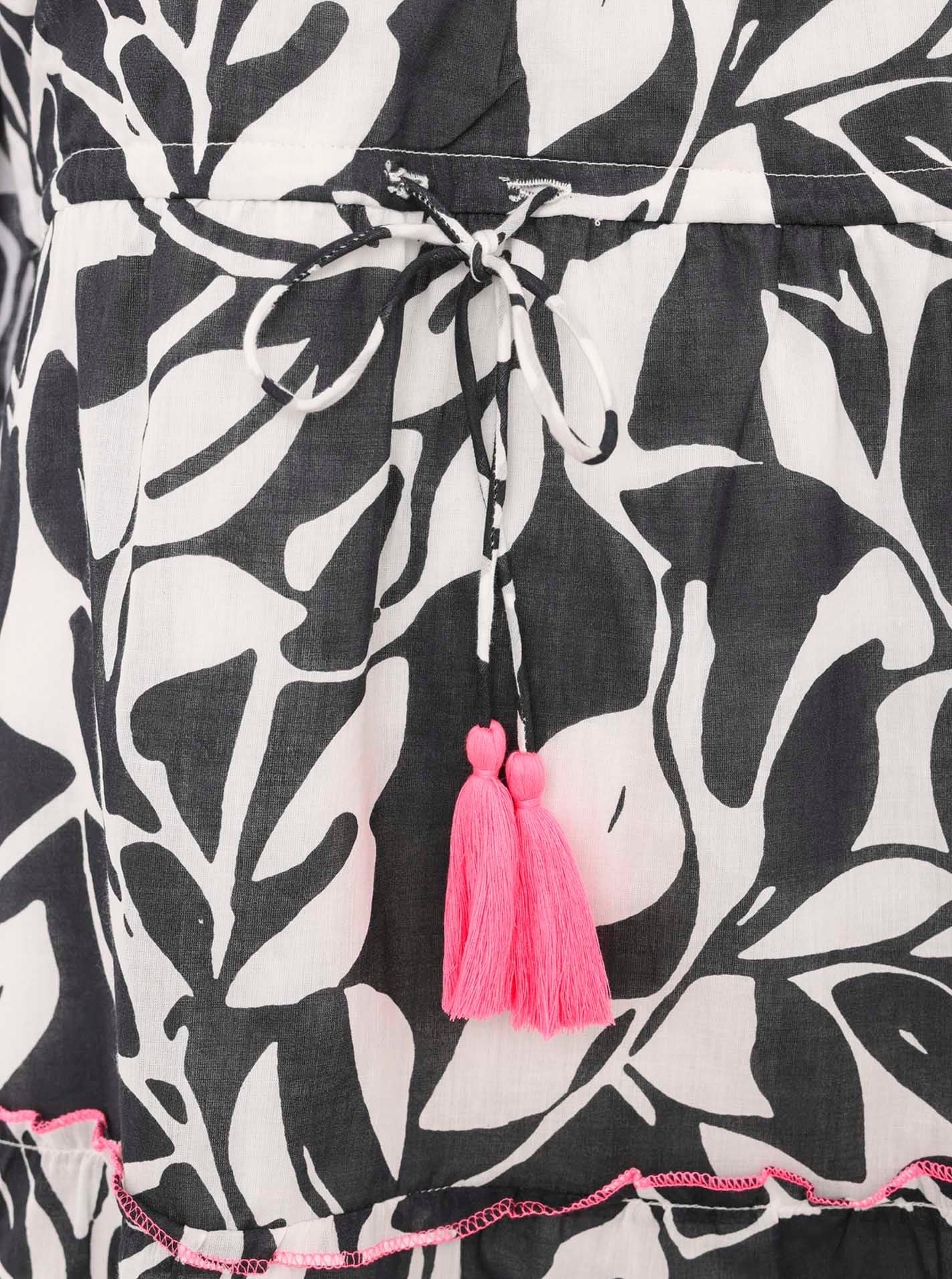 Zwillingsherz Sommerkleid »"Blätter Zweifarbig"«, mit Tasseln und kontrastfarbigen Details