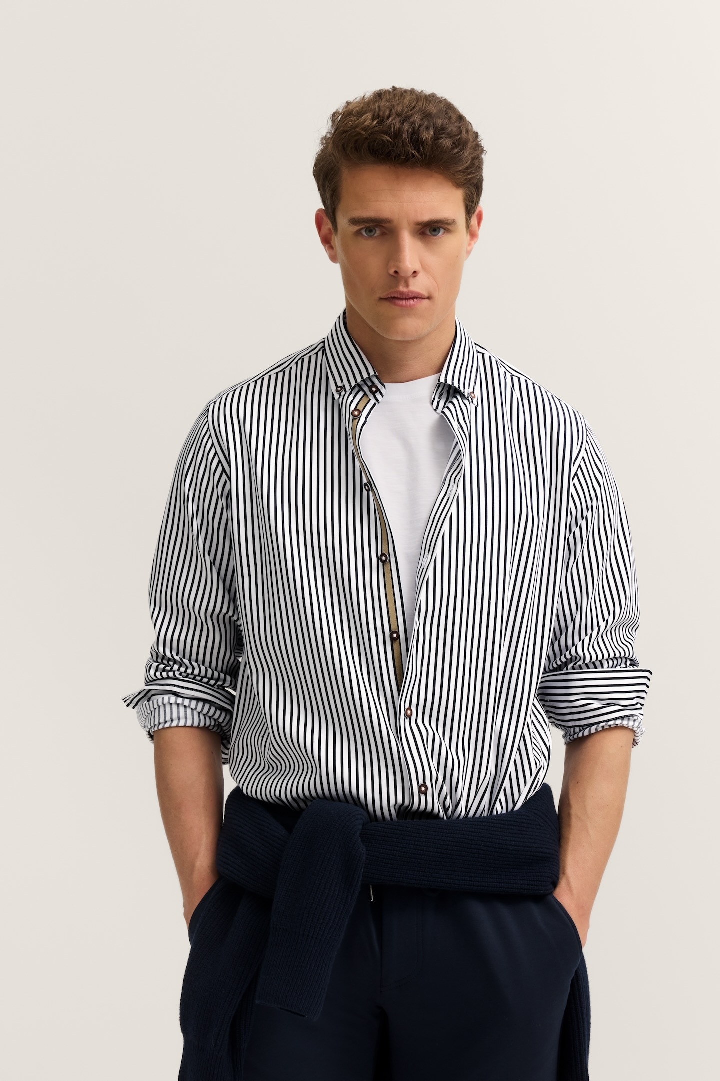 Image of bugatti Langarmhemd "Easy Care" gestreift mit Button-Down und aus Baumwolle
