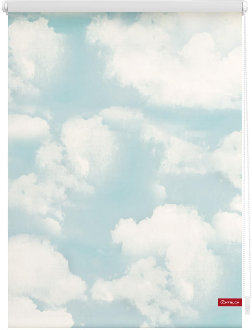 Image of LICHTBLICK ORIGINAL Seitenzugrollo "Rollo Klemmfix, ohne Bohren, Verdunkelung, Wolken - Blau" verdunkelnd Verdunkelung energiesparend freihängend