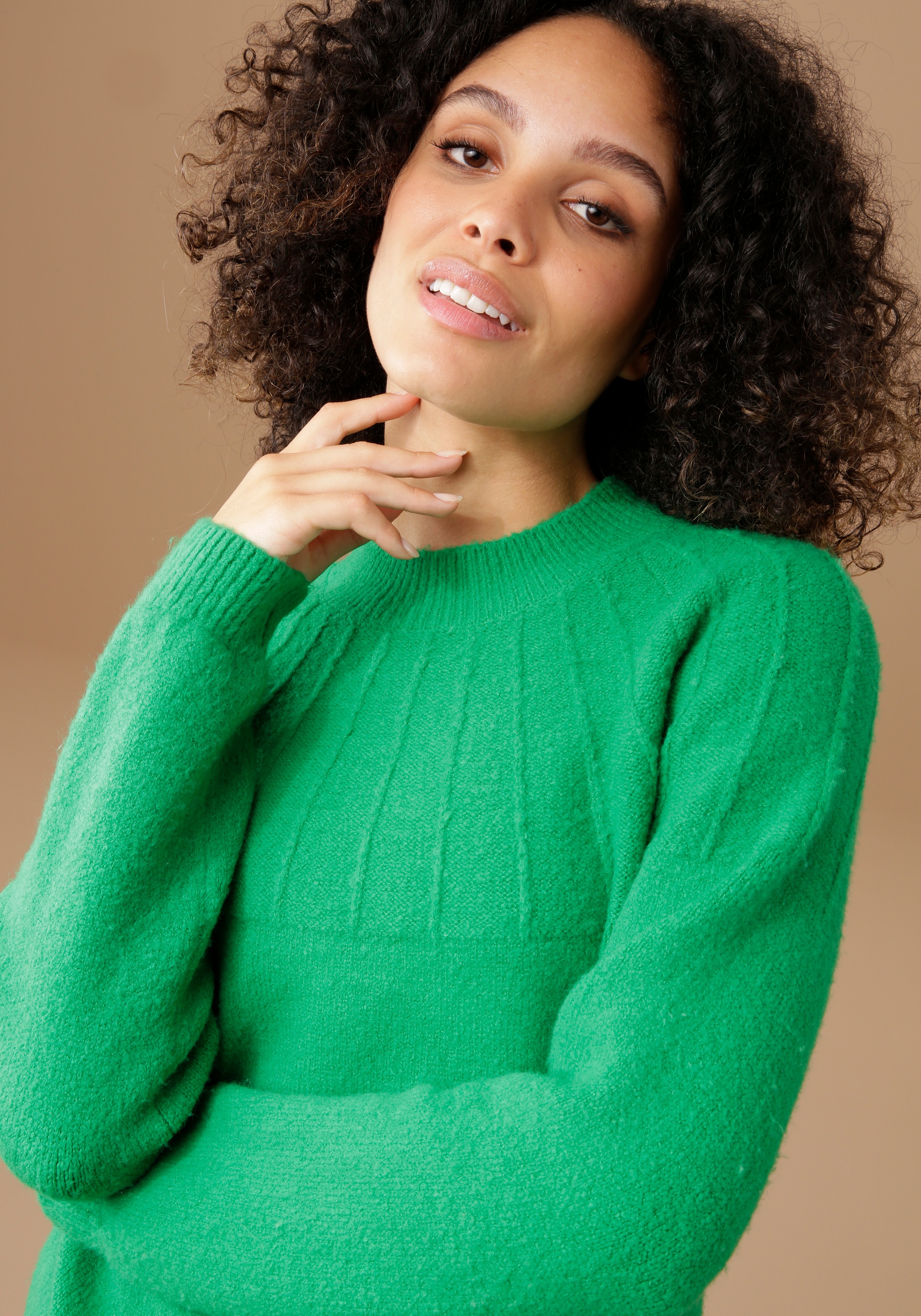 Image of Aniston SELECTED Strickpullover, mit eingestrickten Linien um den Ausschnitt bei Ackermann Versand Schweiz