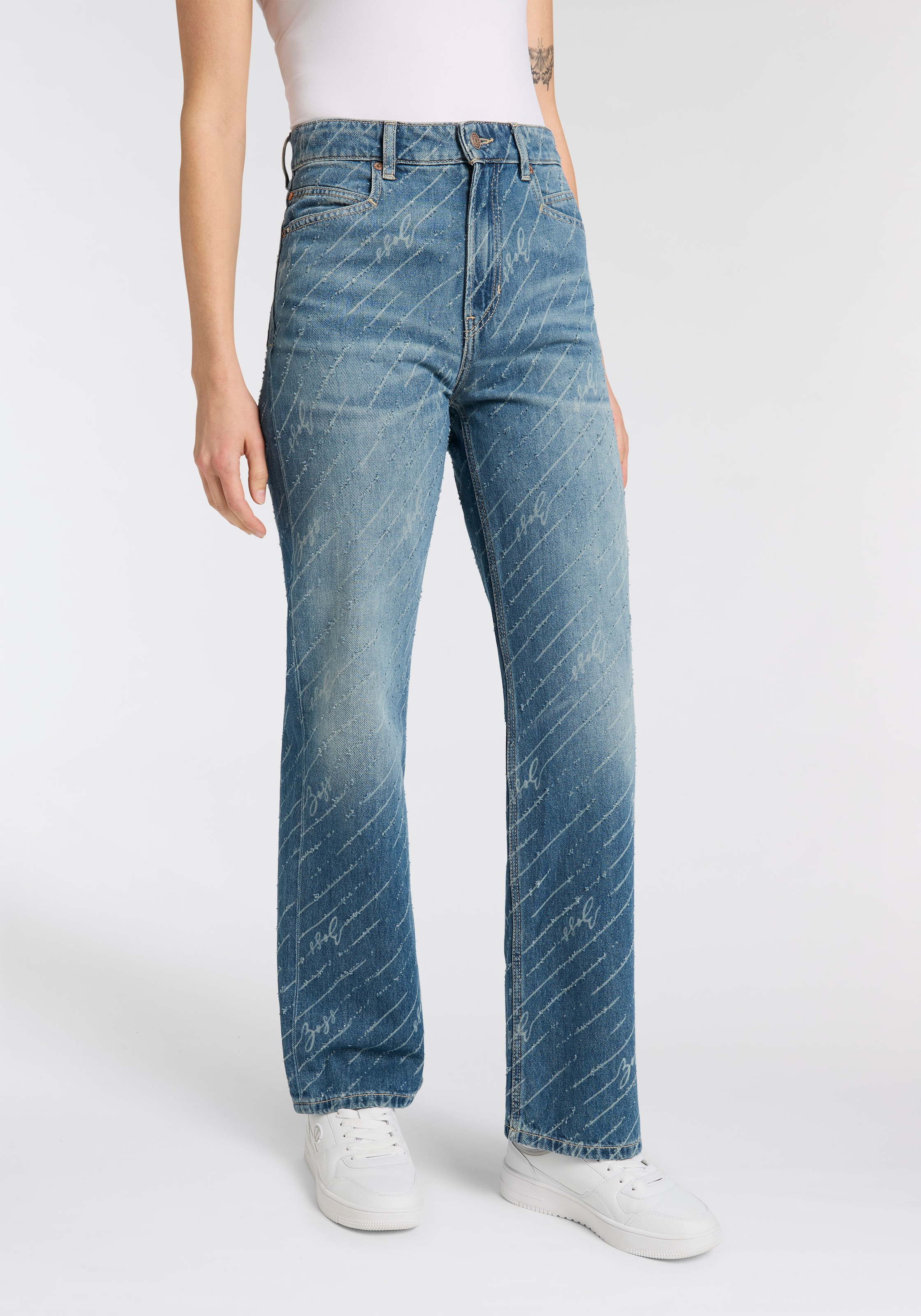 Image of BOSS ORANGE Straight-Jeans "Ada High Rise Slim Premium Damenmode" mit All-Over Druck