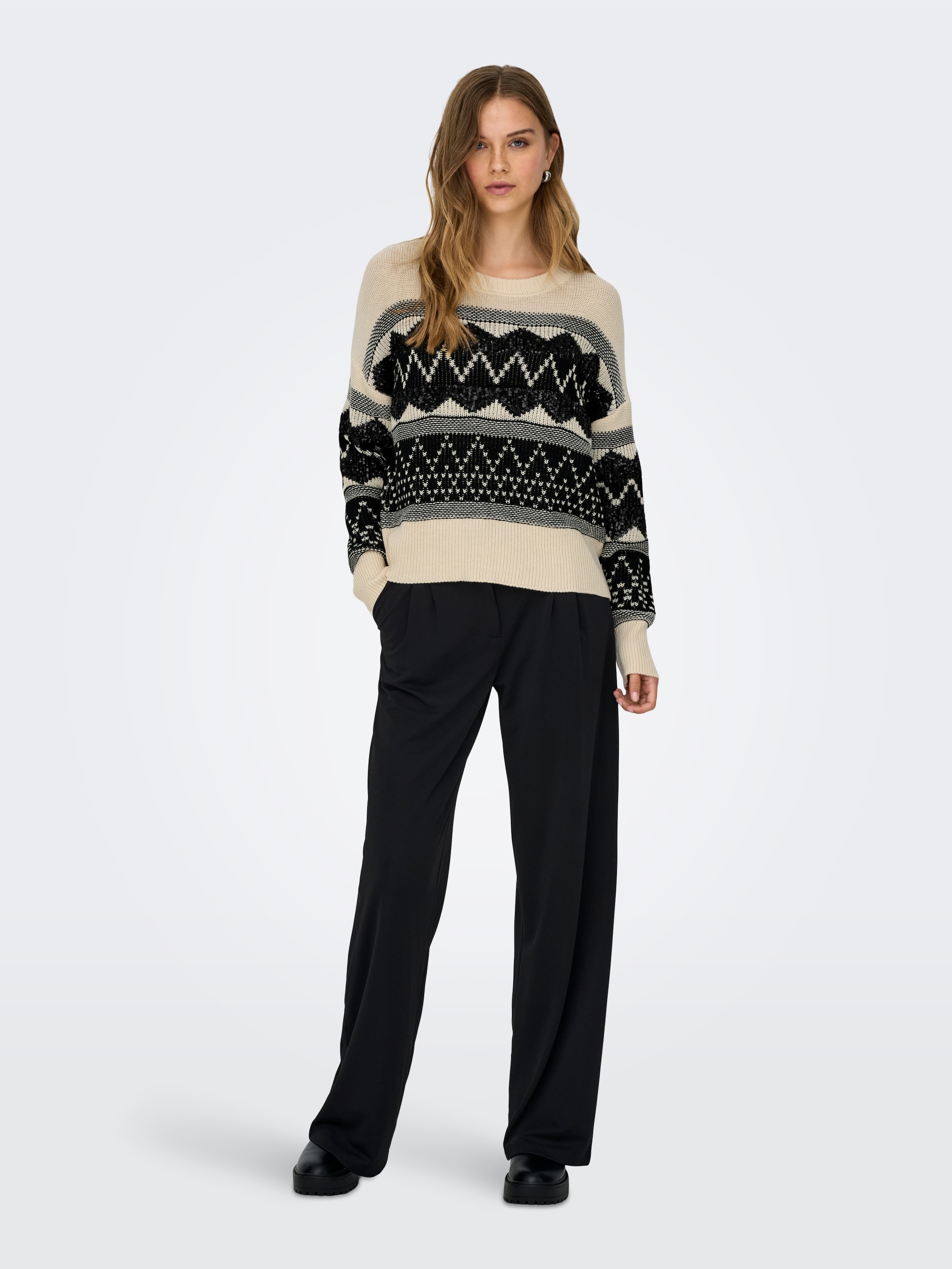 ONLY Strickpullover »ONLMELINE LS SEQUIN O-NECK KNT«