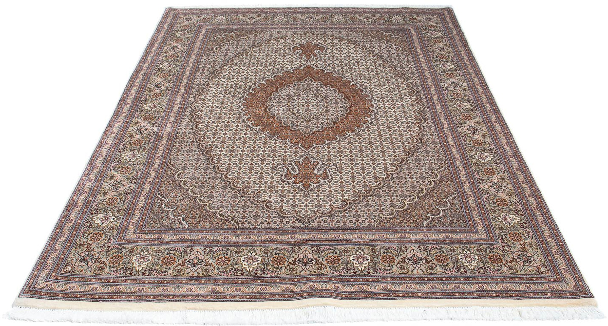 Image of morgenland Orientteppich »Perser - Täbriz - 203 x 146 cm - hellbraun«, rechteckig, 10 mm Höhe, Wohnzimmer, Handgeknüpft, Einzelstück mit Zertifikat bei Ackermann Versand Schweiz