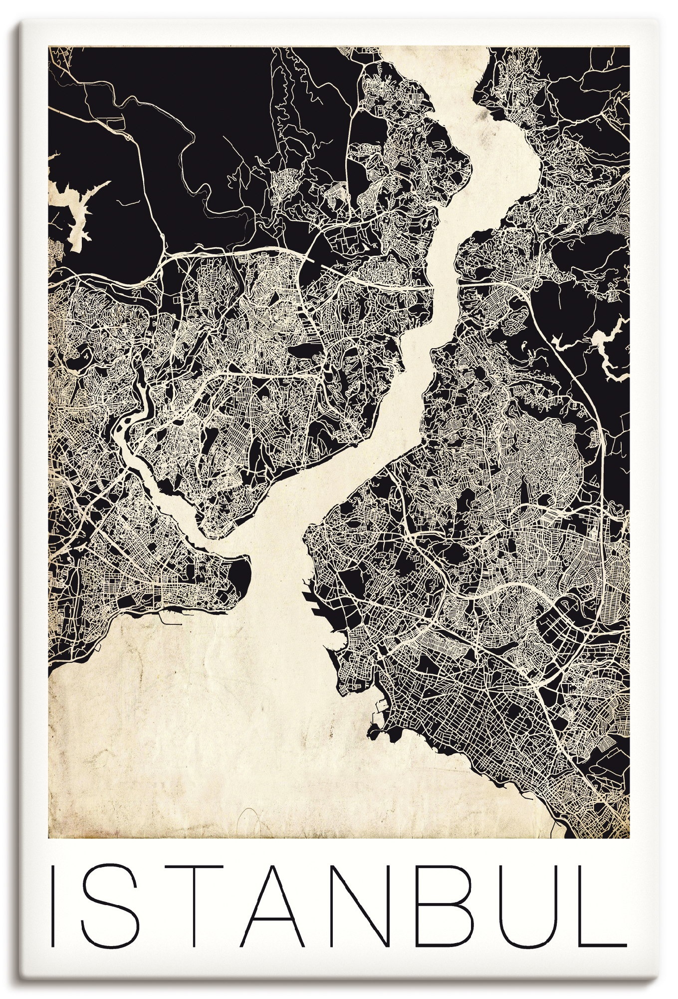 Image of Artland Wandbild »Retro Karte Istanbul Vintage Grunge«, Landkarten, (1 St.), in vielen Grössen & Produktarten - Alubild / Outdoorbild für den Aussenbereich, Leinwandbild, Poster, Wandaufkleber / Wandtattoo auch für Badezimmer geeignet bei Ackermann Versan