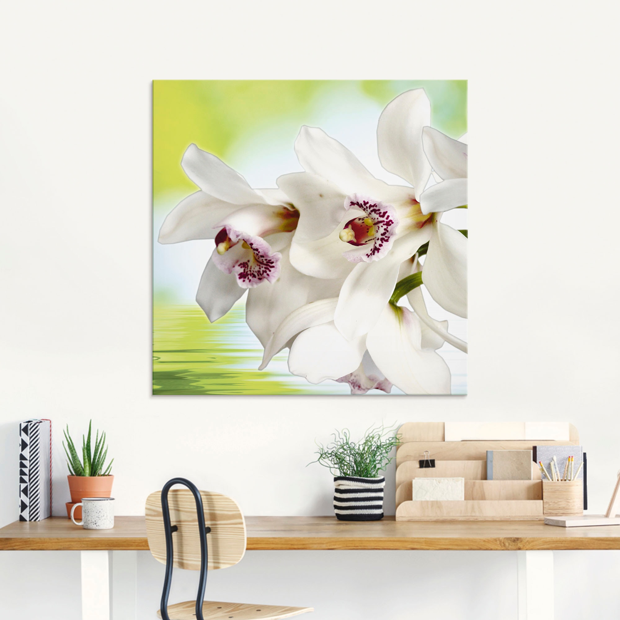 Artland Glasbild »Weisse Orchidee«, Blumen, (1 St.), in verschiedenen Grössen