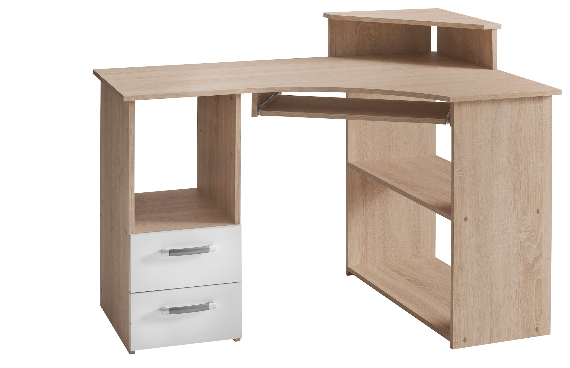 VOGL Möbelfabrik Bureau »Sam« Eckschreibtisch, Tastaturauszug, Monitoraufsatz & opt. Towerfach