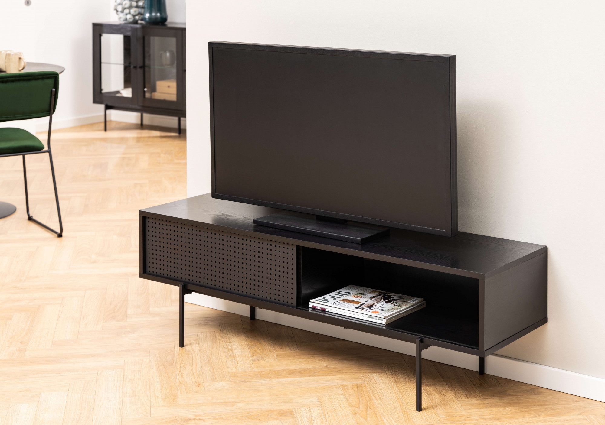 ACTONA GROUP TV-Schrank »Angus« TV-Bank ,TV Tisch mit 1 Schiebetür schwarz. Höhe 44,50 cm