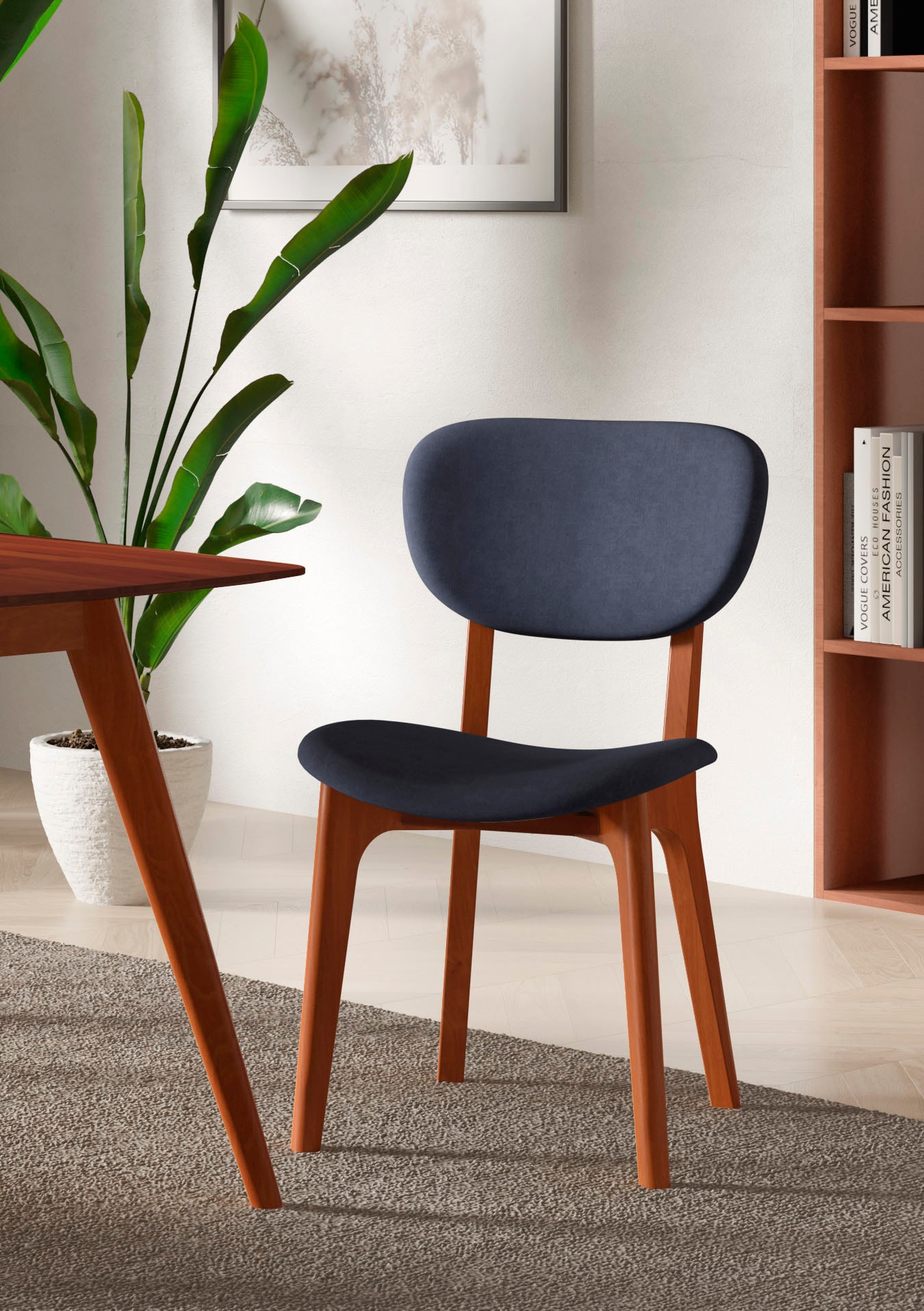 Image of Home affaire Stuhl "COZY Made in Italy" (Set) 2 Stk.Gestell in Buche, Kirsch- oder Nussbaum, Massivholz, Design Stuhl