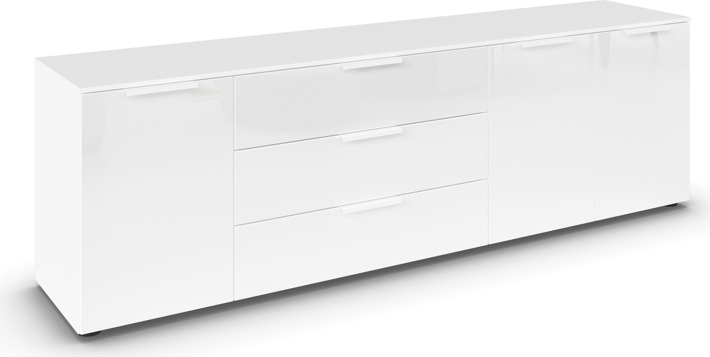 rauch Commode combinée »Kommode Türkommode Sideboard Kombikommode FLIPP mit Glasfront« Largeur 200 cm avec 2 étagères,  3 portes avec 3 tiroirs et fonction soft-close ainsi que façade en verre