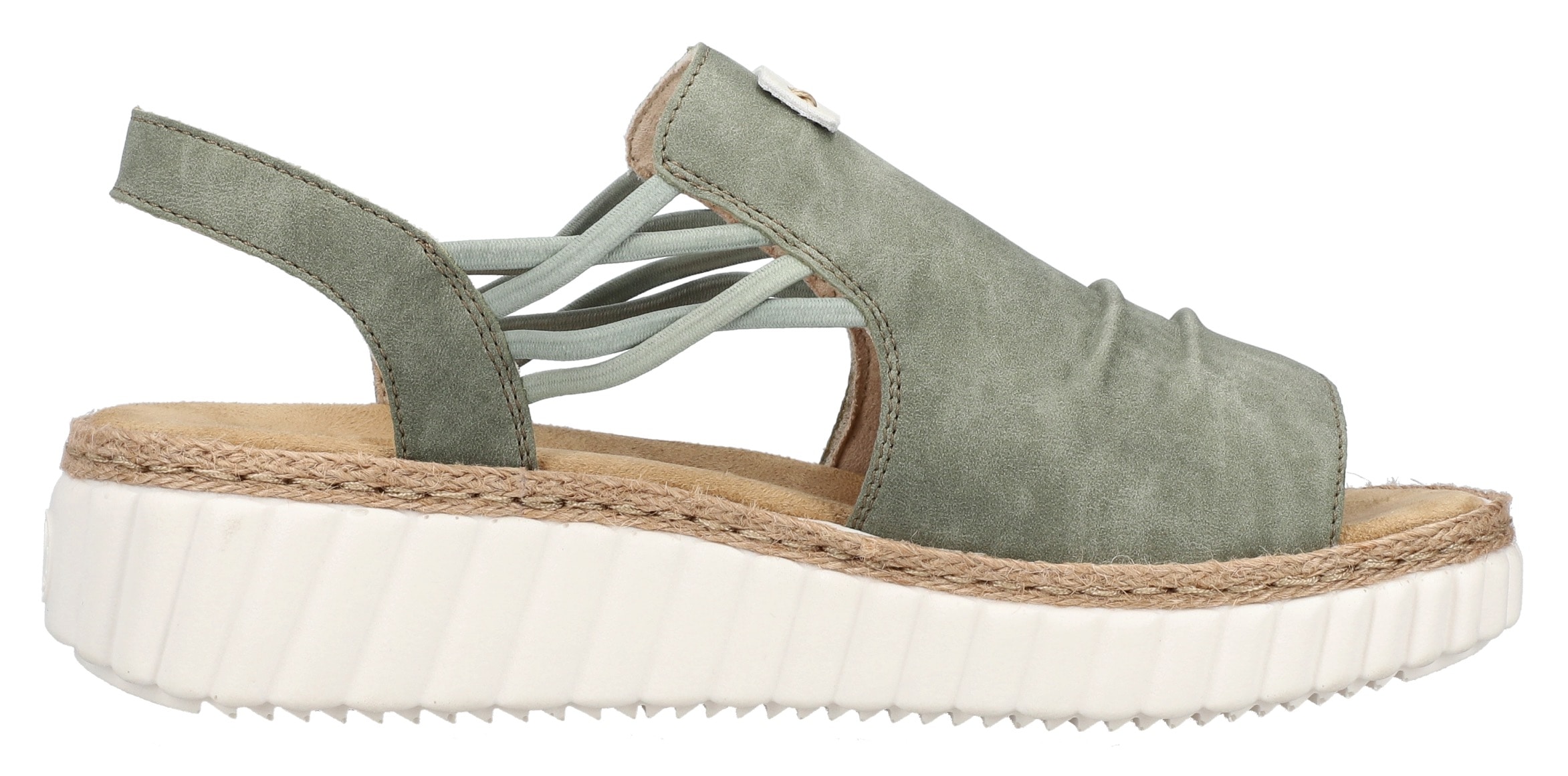 Rieker Plateausandale  , Keilsandalette, Sommerschuh mit Juterahmen an der Laufsohle