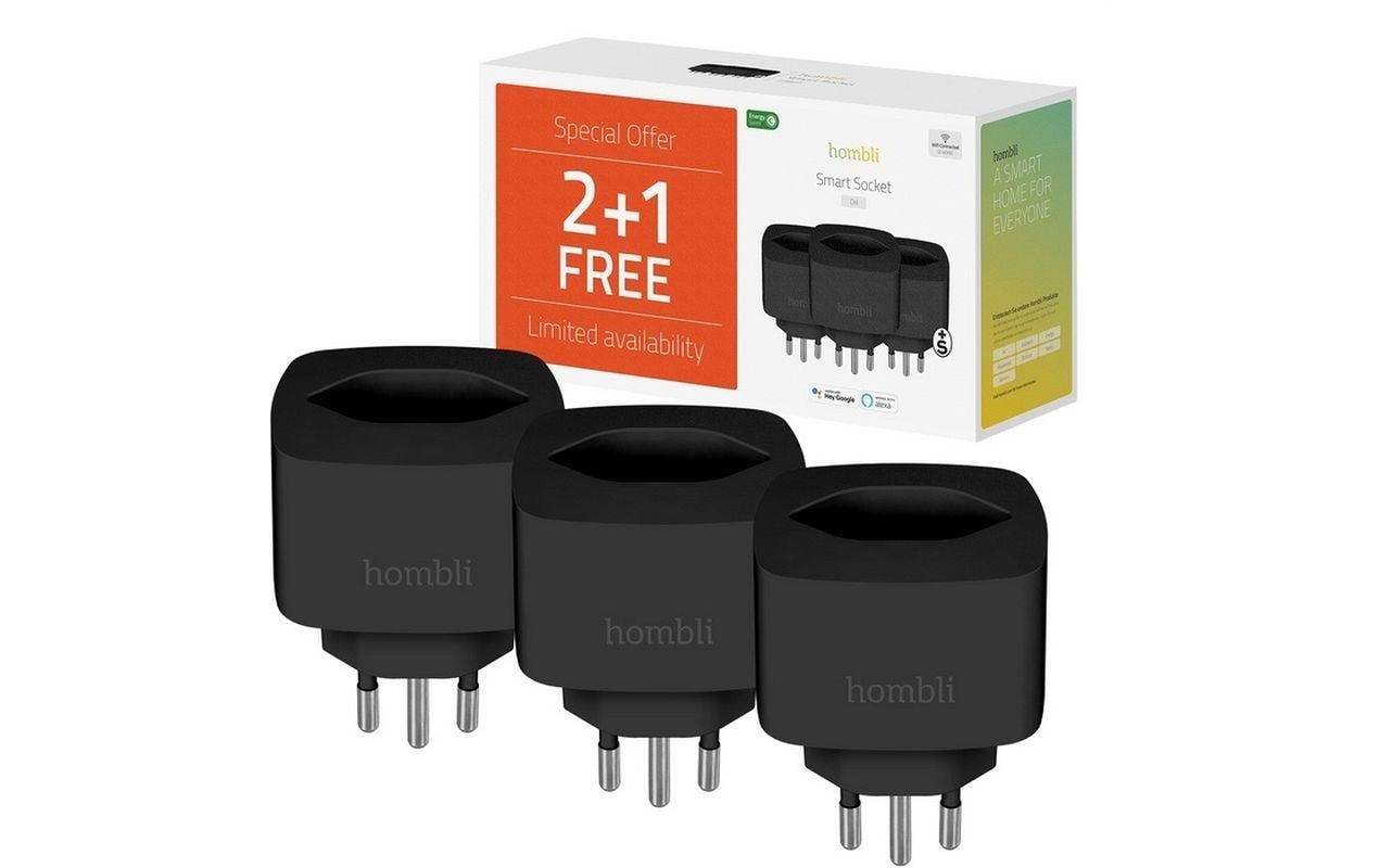 Image of Hombli Smart-Home-Steuerelement "Socket CH Schwarz 3er-Set"