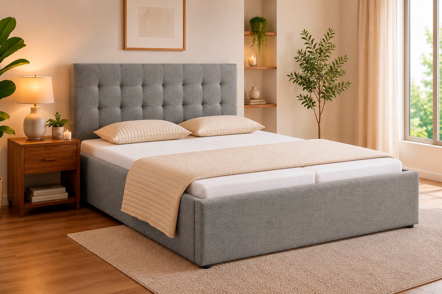 GOODproduct Polsterbett »Hamar, Knopfsteppung im Kopfteil, bis 250 KG belastbar« 3 Breiten: 100cm/ 140cm/ 180cm,  in verschiedenen Grössen und Stoffen und Farben