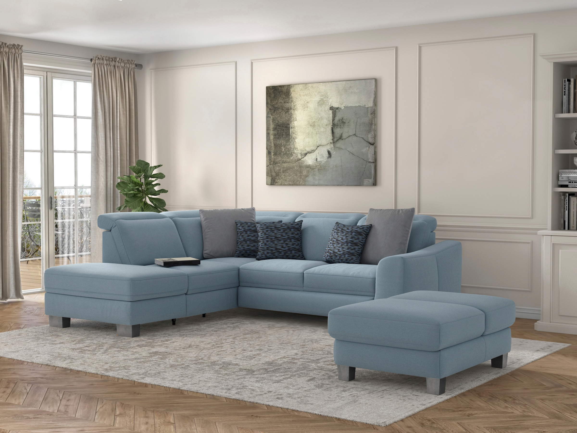 sit&more Polsterhocker »Dundee«, mit Klappfunktion, Federkern und hochwertigen Edelstahlfüssen