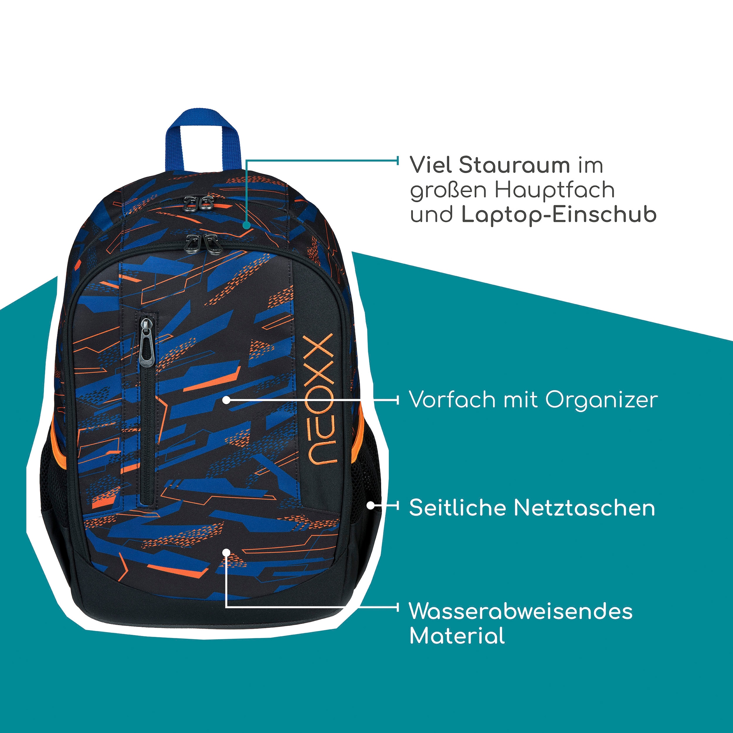 neoxx Schulrucksack »Flow, Streetlight«, teilweise aus recyceltem Material