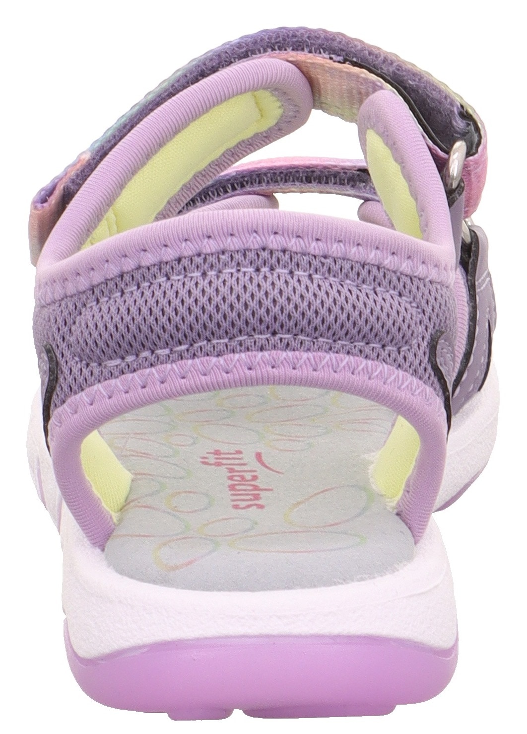 Superfit Sandale »PEBBLES WMS: mittel«, Sandalette mit süssem Glitzerverschluss, Grössenschablone zum Download