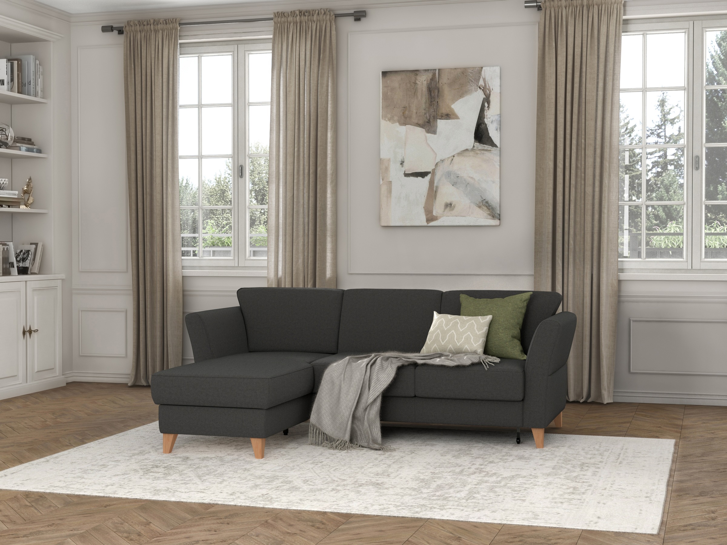 sit&more Ecksofa »Visby L-Form«, Wahlweise mit Bettfunktion und Bettkasten, frei im Raum stellbar