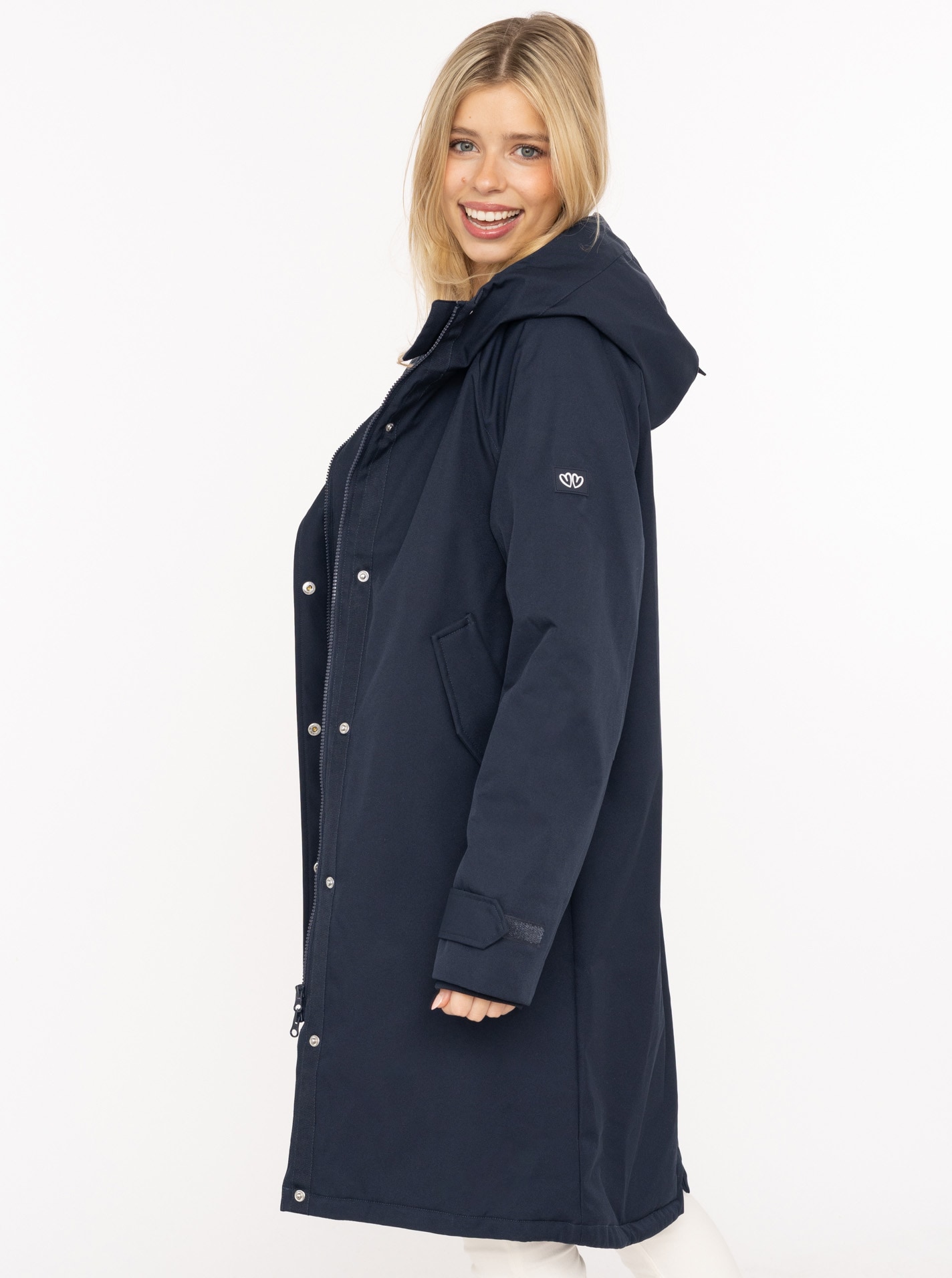 Zwillingsherz Manteau court »"Keep Smiling"« Kapuze, verdeckter Reissverschluss