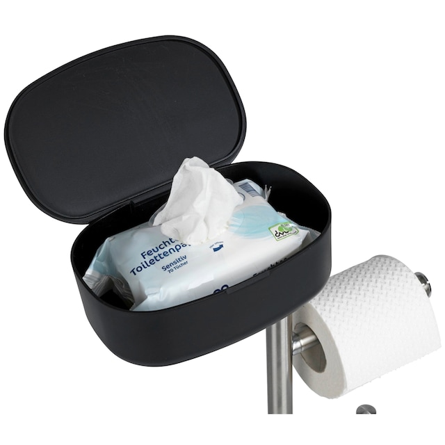 Entdecke WENKO WC-Garnitur »Rivazza«, 1 St., aus Edelstahl-Kunststoff,  integrierter Toilettenpapierhalter und Box auf