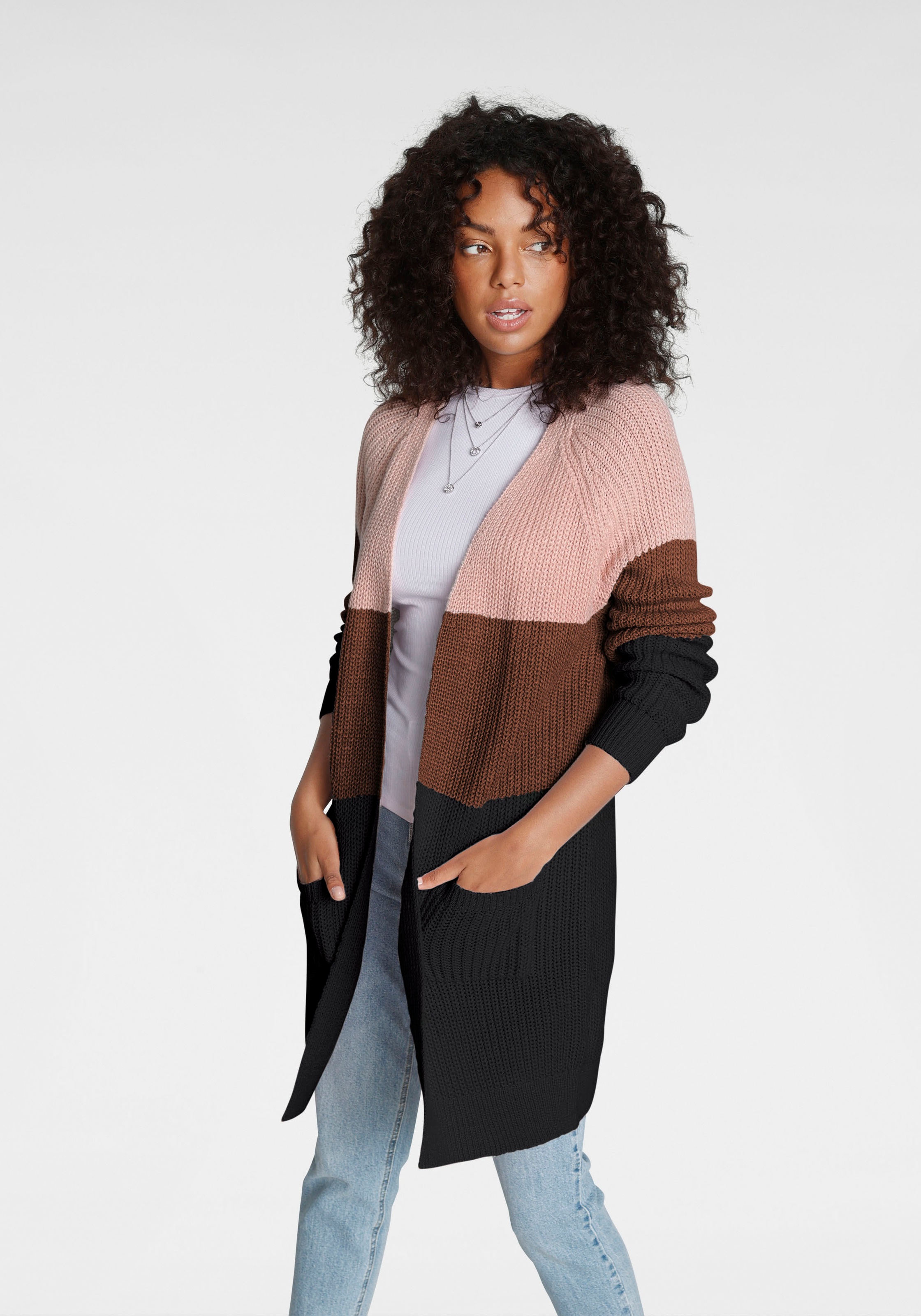 Image of Only Longstrickjacke »ONLMANTANNA«, im Colorblocking - Dessin bei Ackermann Versand Schweiz