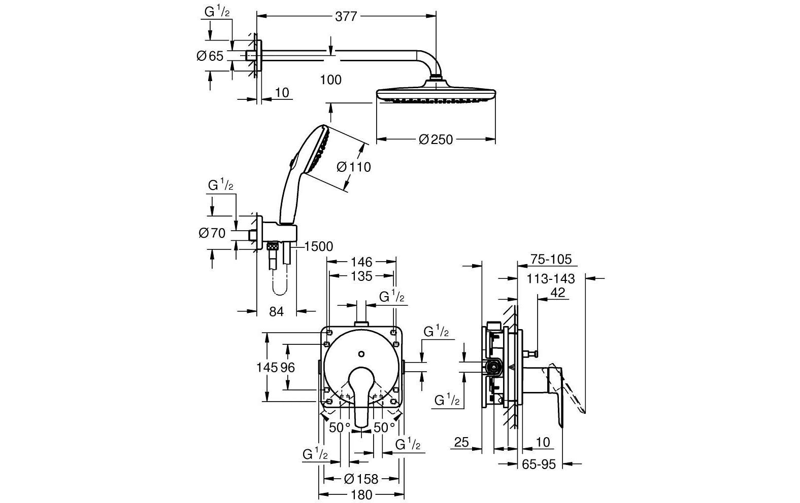 Grohe Duschsystem »Vitalio Start 250«