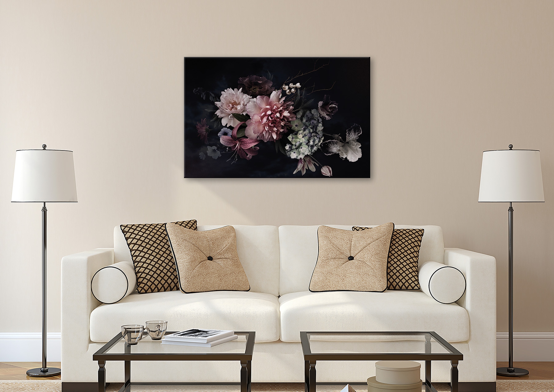 Bönninghoff Tableau sur toile »Wandbild BLUMEN 78x118 cm – Leinwandbild Keilrahmen Deko modern« Fleurs | Images de fleurs | Orchidée 1 cuis tlg. tendu sur châssis