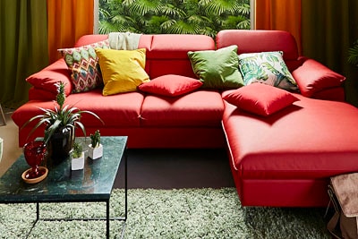 COTTA Polstergarnitur »Caluso L-Form«, (2 tlg.), Set bestehend aus: Ecksofa mit Kopfteilverstellung & Hocker