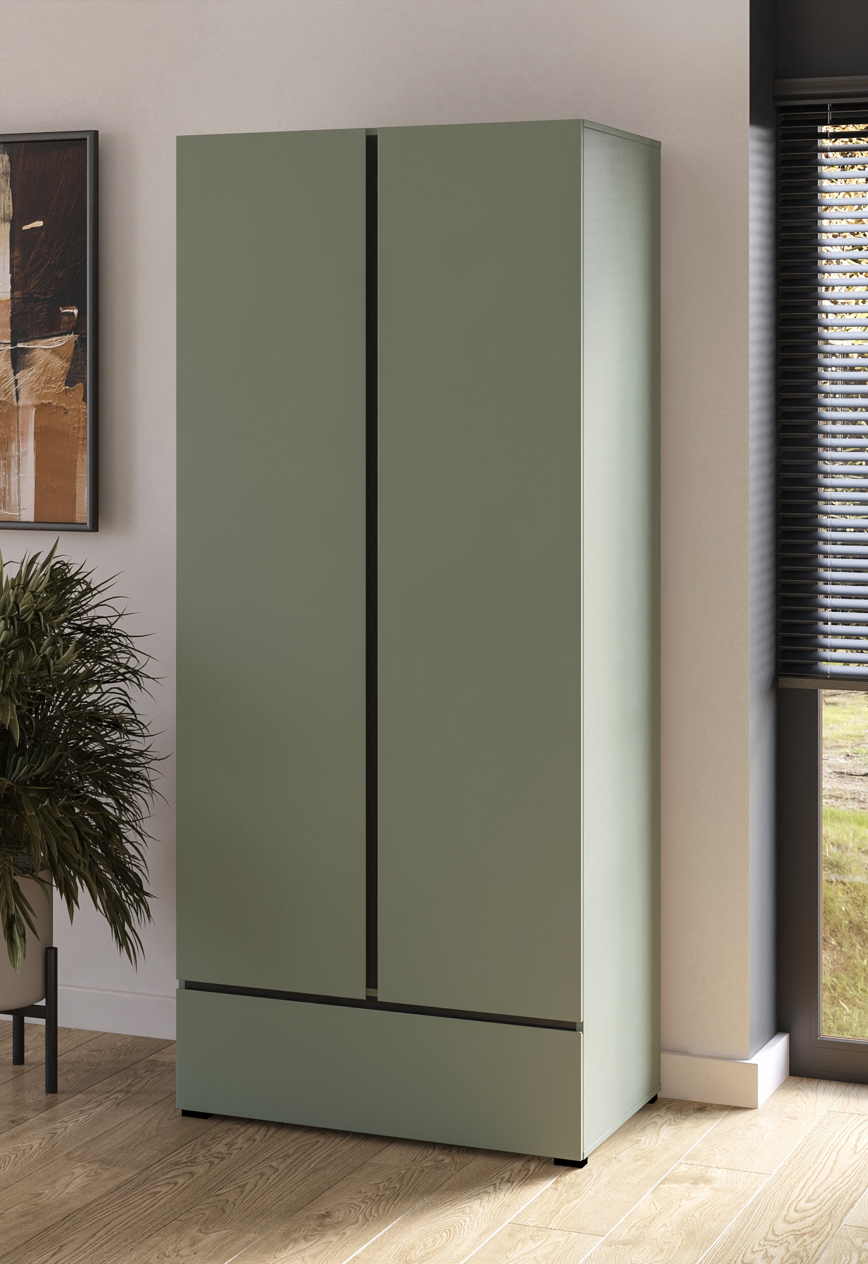 OTTO home Kleiderschrank "Cross, moderner griffloser Kleiderschrank" Wäscheschrank mit Schublade, Garderobe, Türen