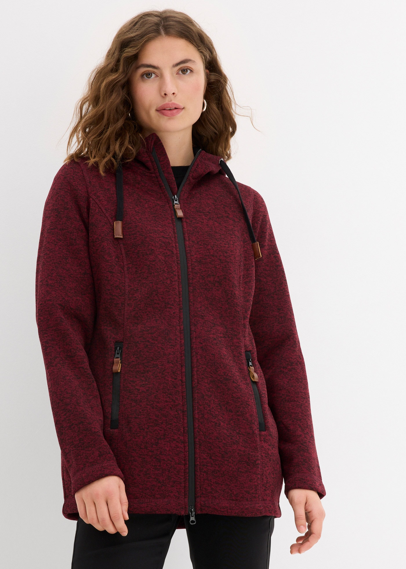 Image of bonprix Strickfleecejacke 1 Stk. tlg. mit Kapuze bequeme Passform, mit Kapuze, mit verschliessbaren Taschen