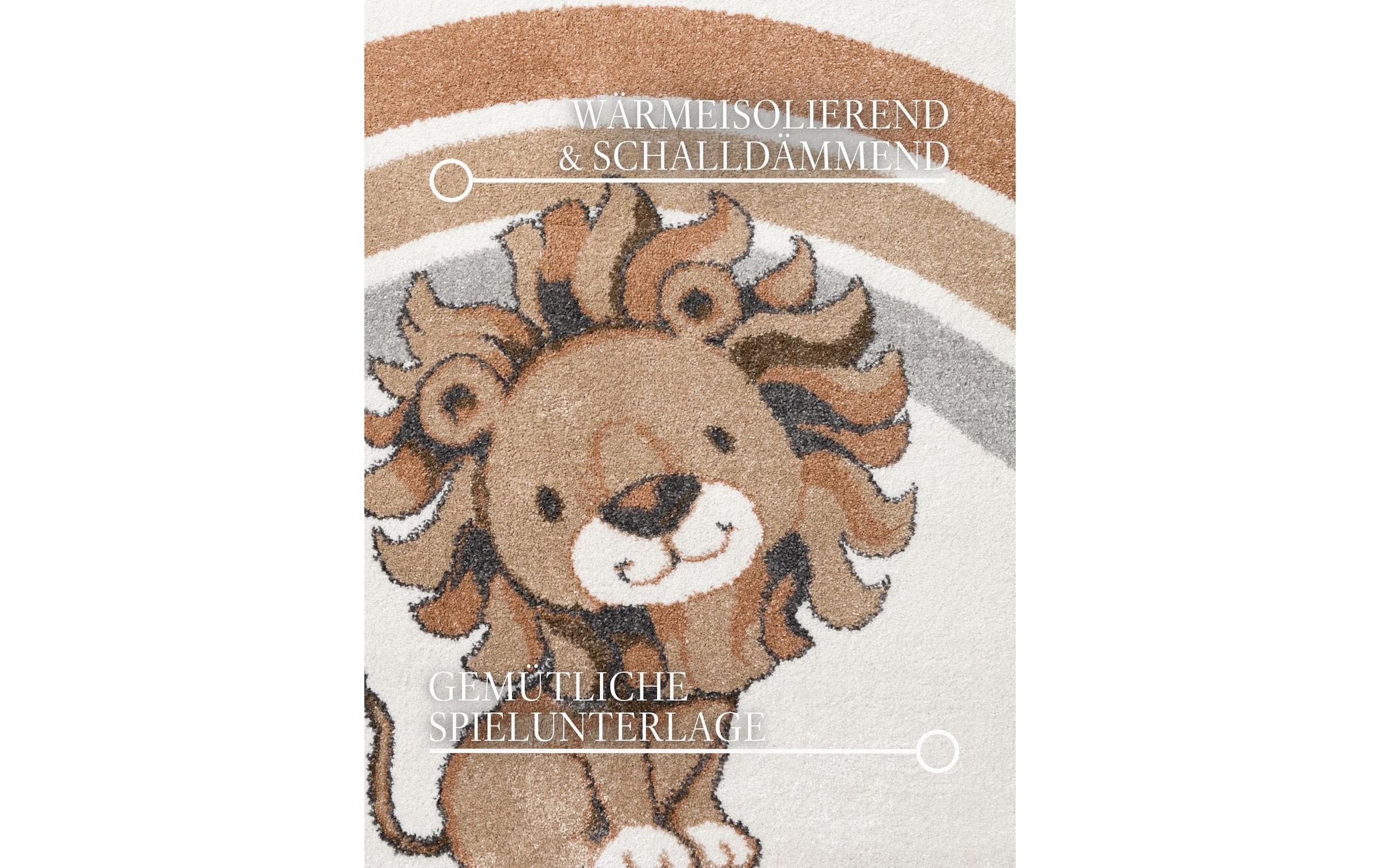 Villeroy & Boch Tapis pour enfants »Roar like a Lion Rainbow Party Teppich« Rectangulaire 9 mm Höhe tapis de jeu doux, chambre d'enfant, tapis de jeu Boho Kids, motif animalier