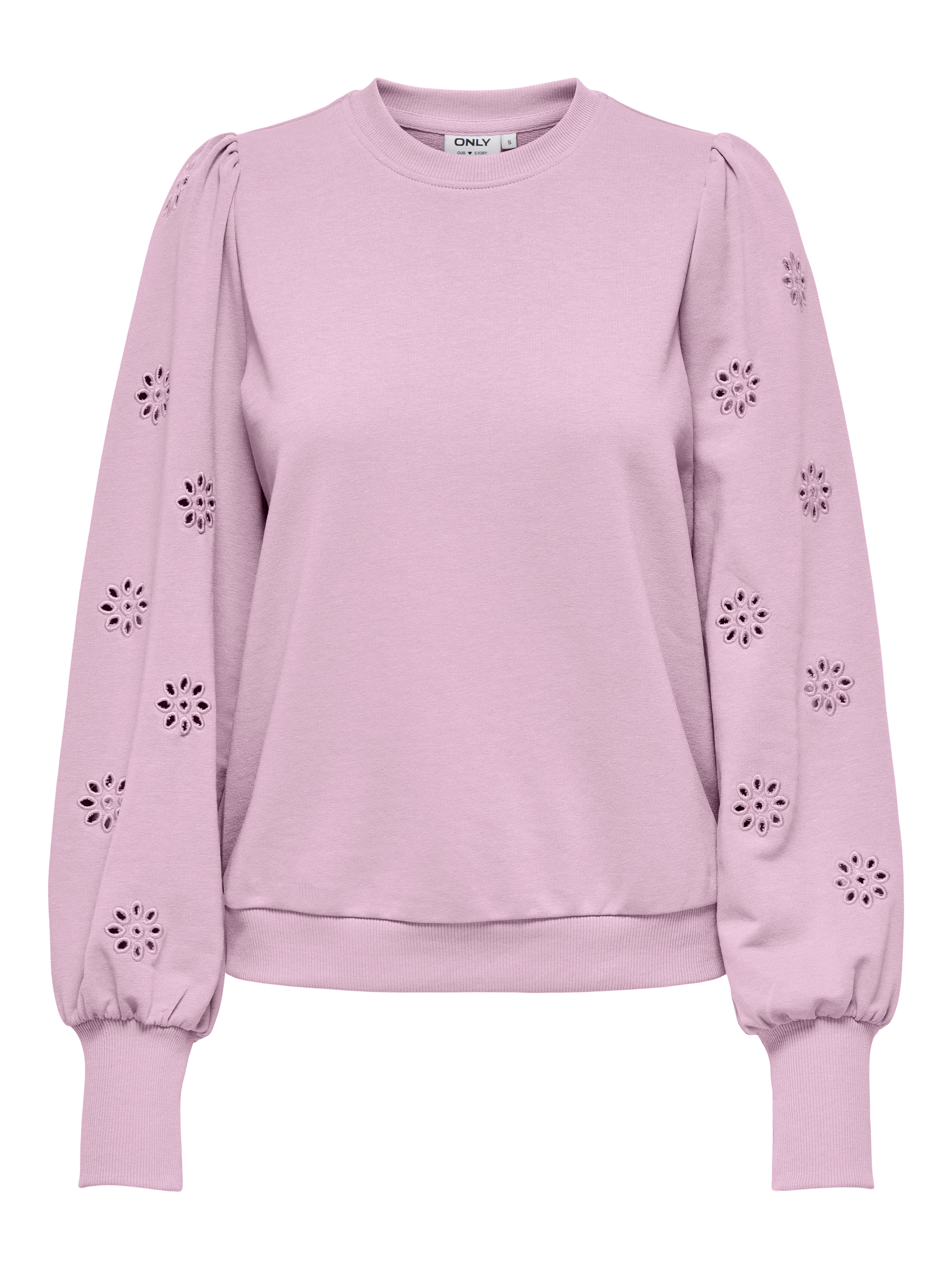 ONLY »ONLFEMME L/S PUFF EMBROIDERY UB SWT«, mit Puffärmeln mit wunderschöner Lochstickerei
