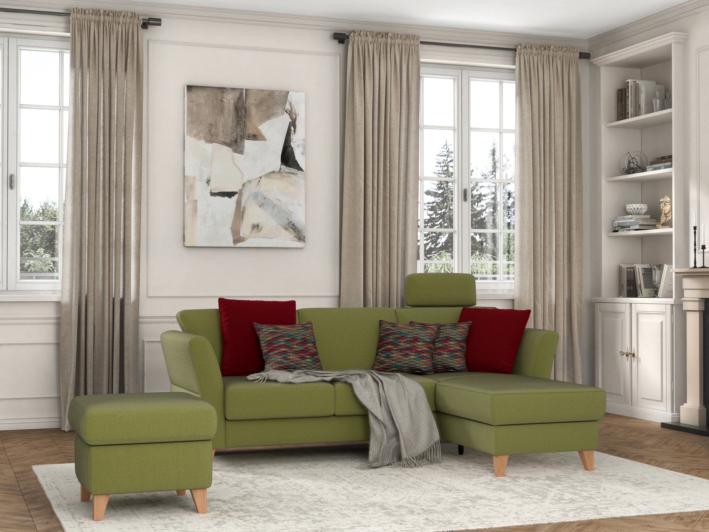 sit&more Ecksofa »Visby L-Form«, Wahlweise mit Bettfunktion und Bettkasten, frei im Raum stellbar