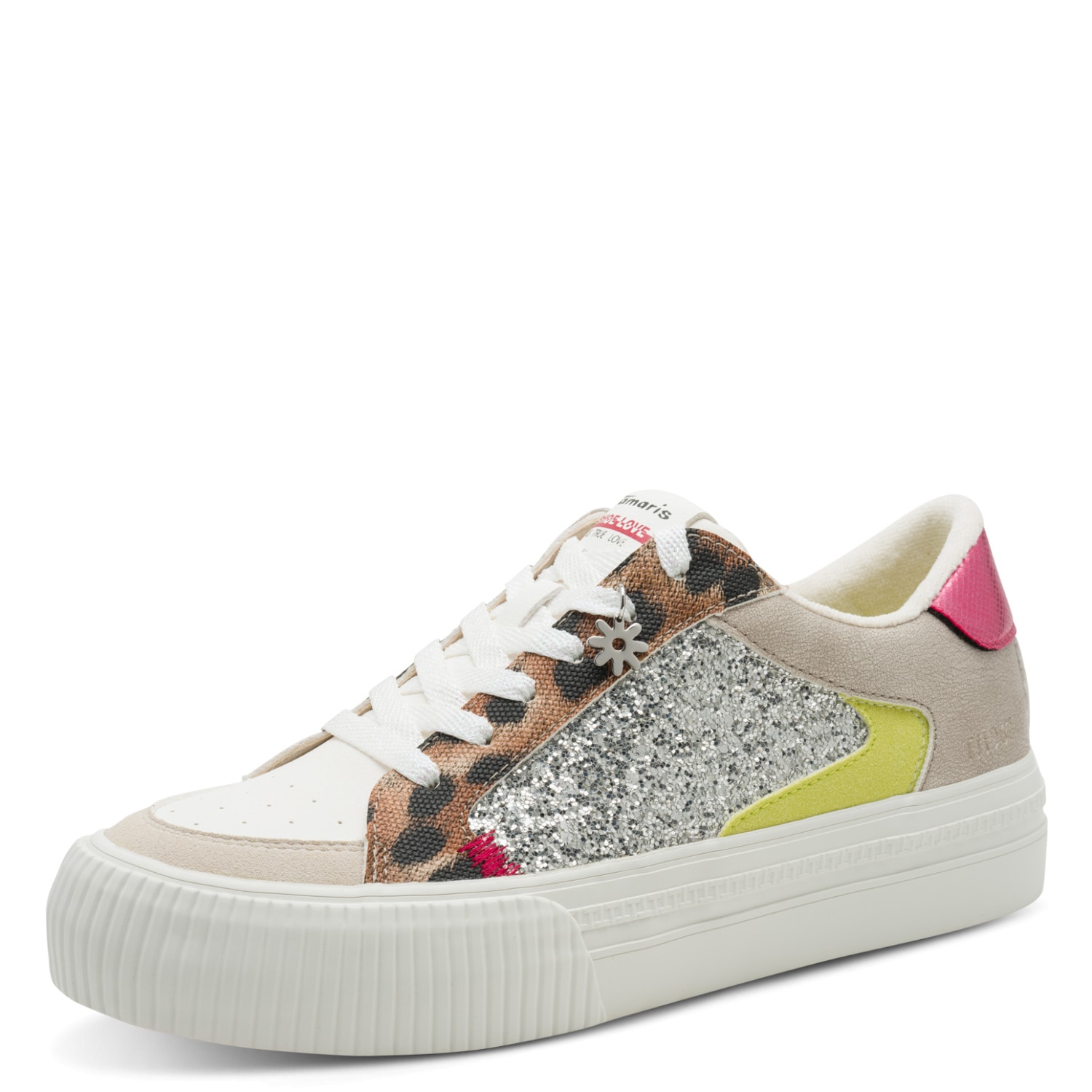Image of Tamaris Plateausneaker Freizeitschuh, Halbschuh, Schnürer mit Kontrastbesätzen und Glitzer