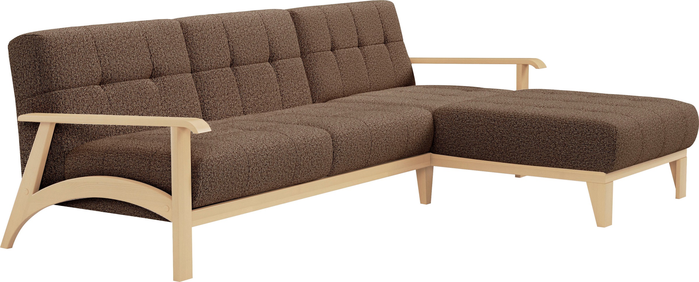 sit&more Ecksofa »Billund L-Form«, Armlehnen aus Buchenholz in natur, verschiedene Bezüge und Farben