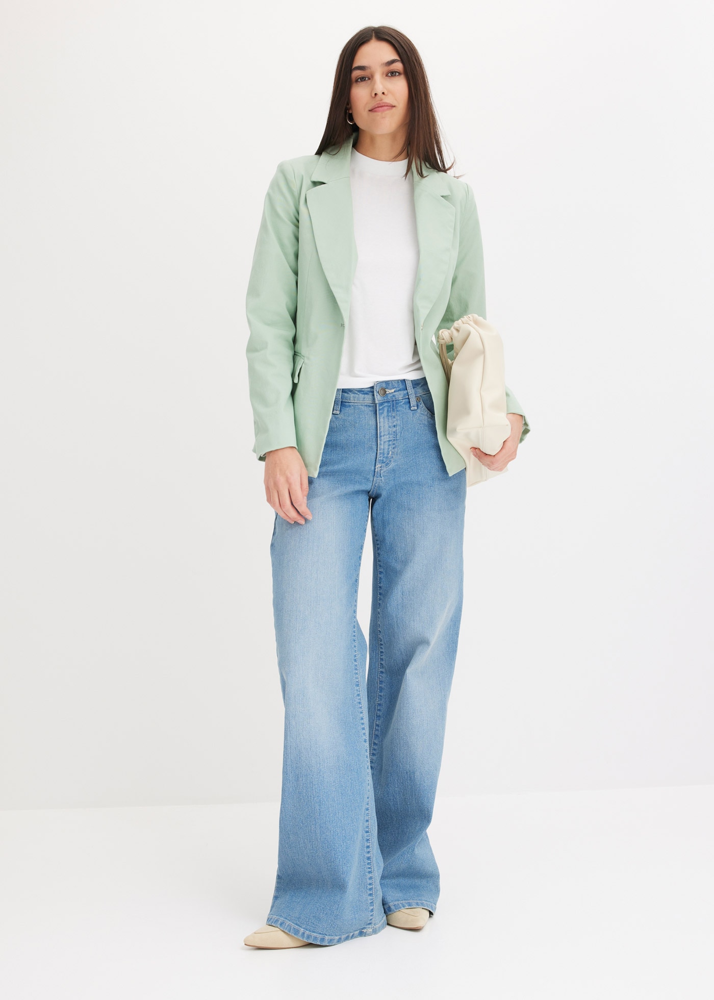 bonprix Weite Jeans Loose Fit, 5-Pocket-Style, aus Baumwolle, Polyester und Elasthan